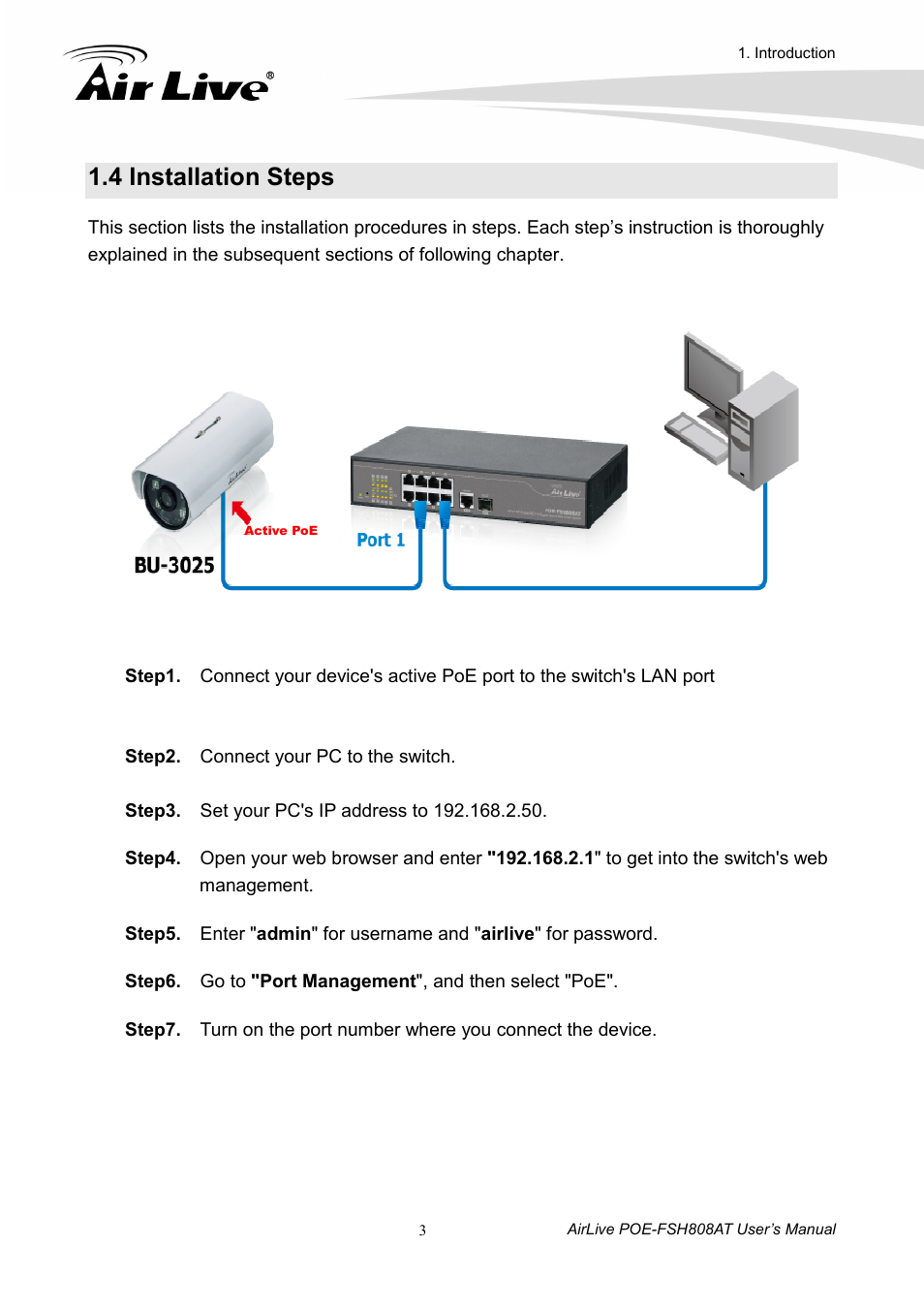 4 installation steps | AirLive POE-FSH808AT User Manual | Page 8 / 59