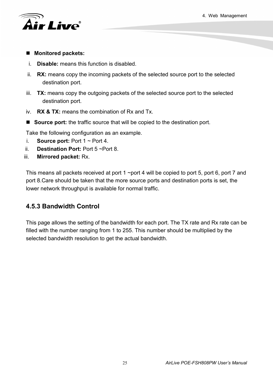 3 bandwidth control | AirLive POE-FSH808PW User Manual | Page 30 / 58