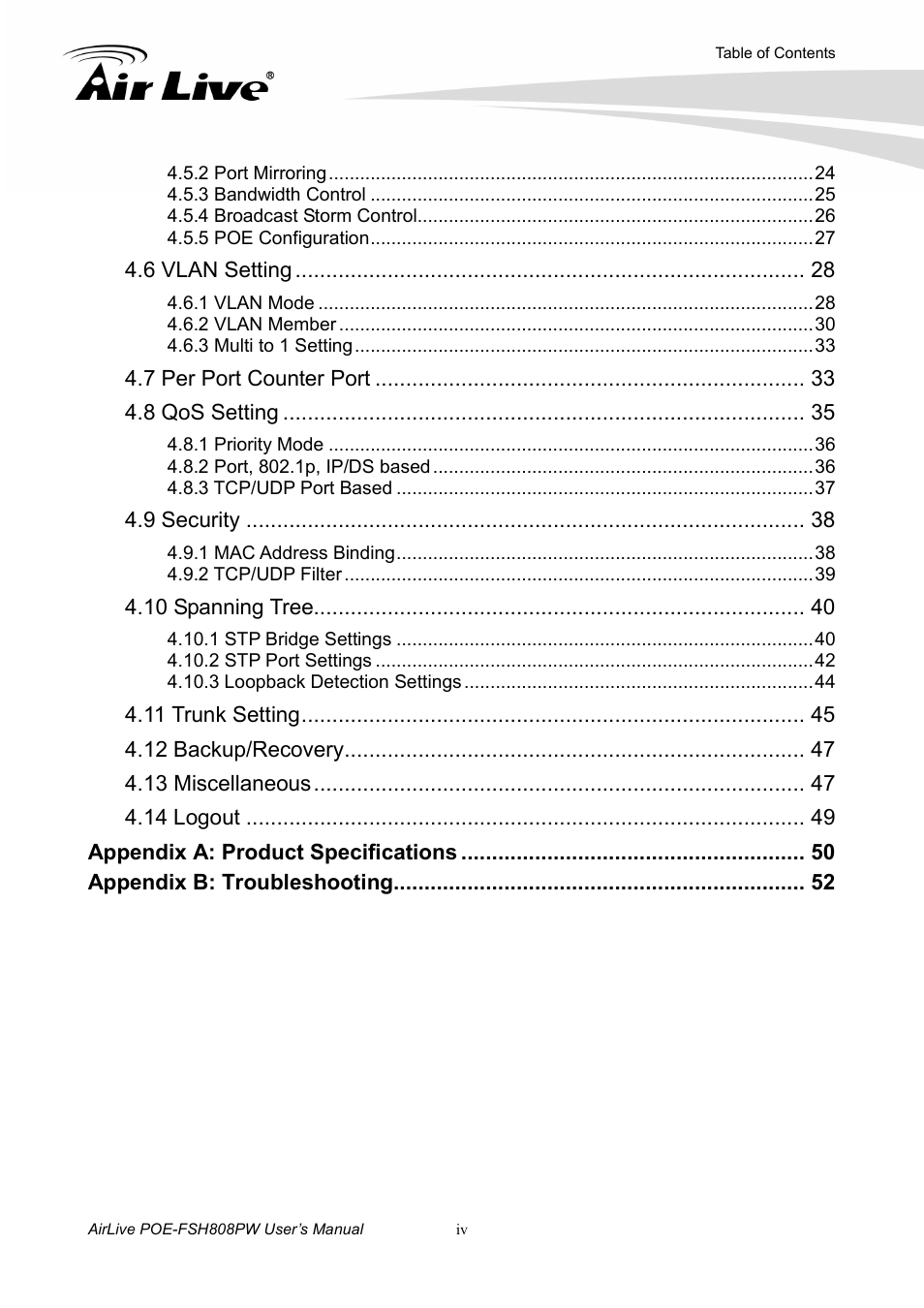 AirLive POE-FSH808PW User Manual | Page 5 / 58