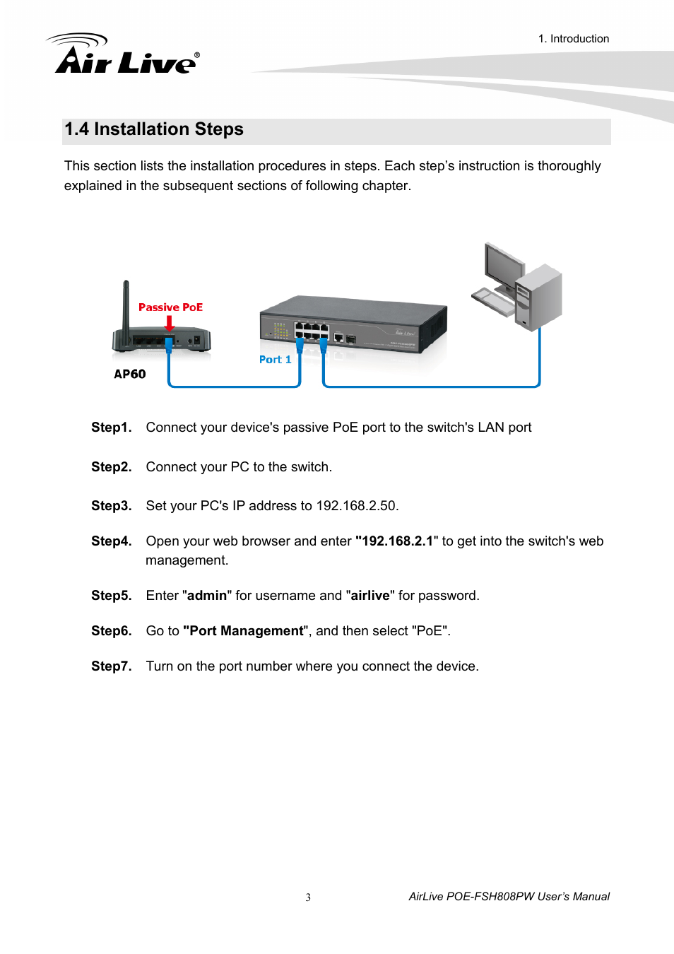4 installation steps | AirLive POE-FSH808PW User Manual | Page 8 / 58