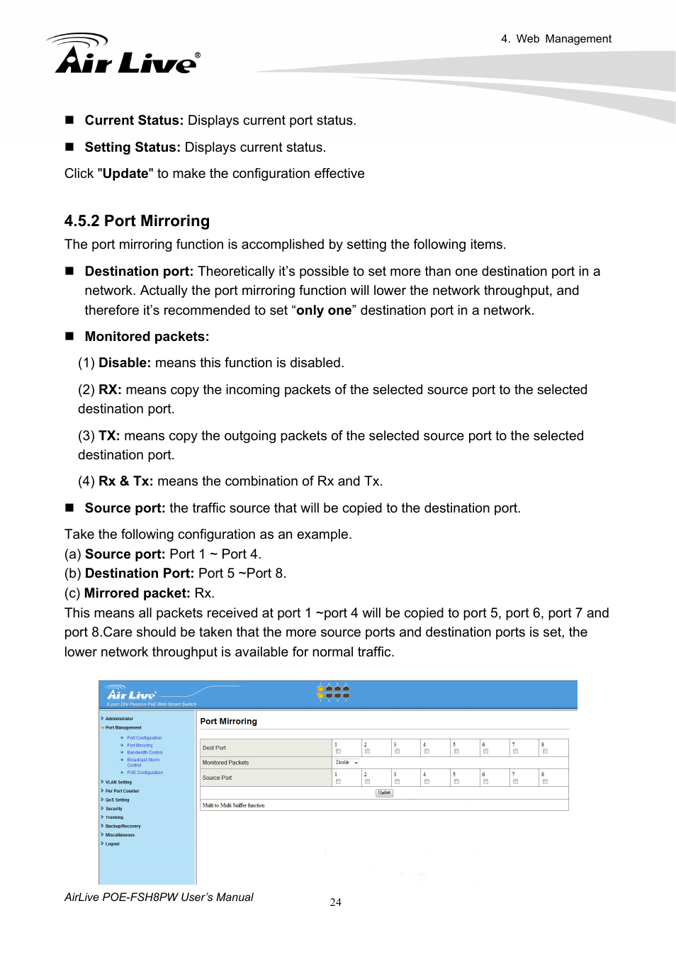 2 port mirroring | AirLive POE-FSH8PW User Manual | Page 29 / 51