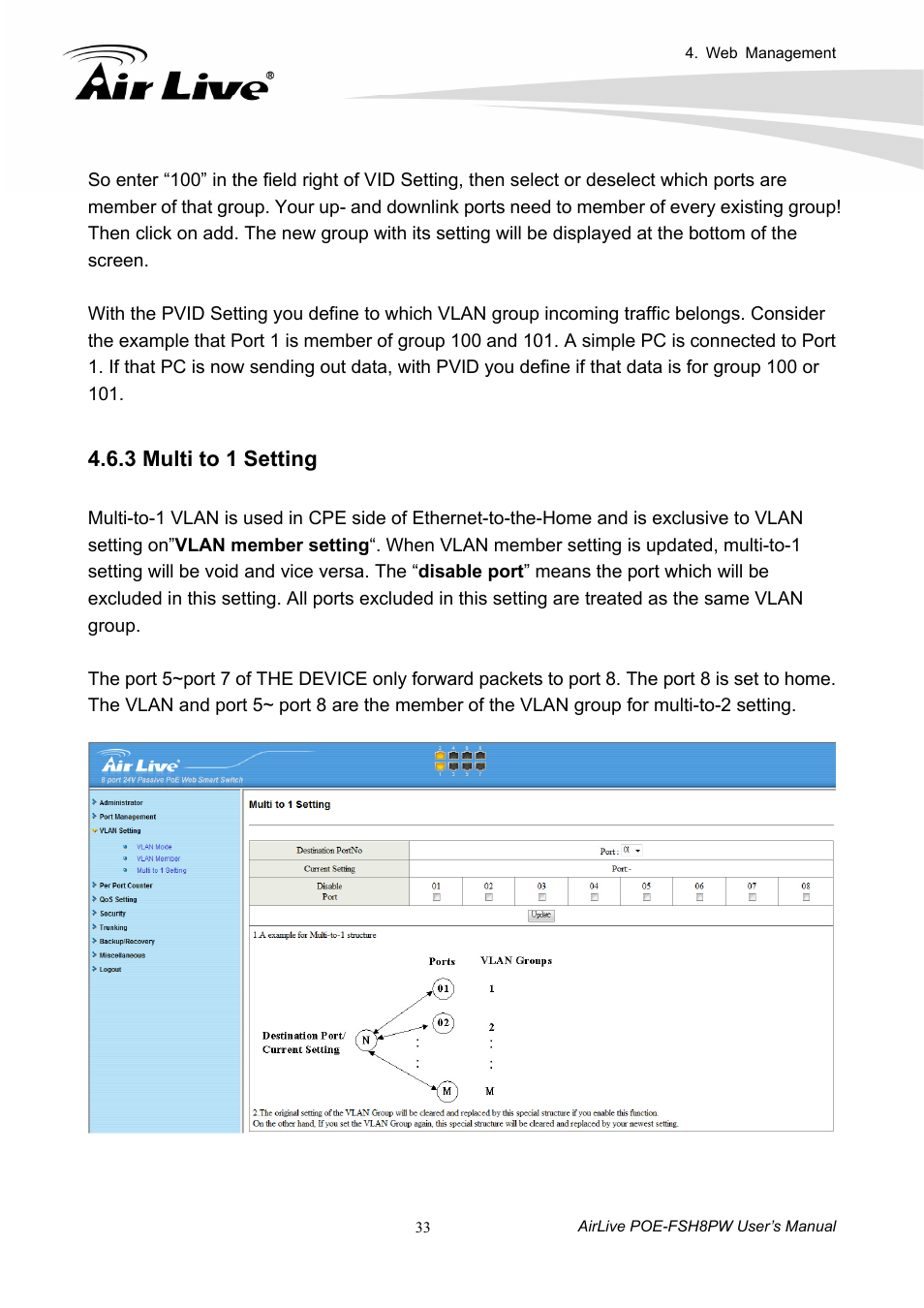 3 multi to 1 setting | AirLive POE-FSH8PW User Manual | Page 38 / 51