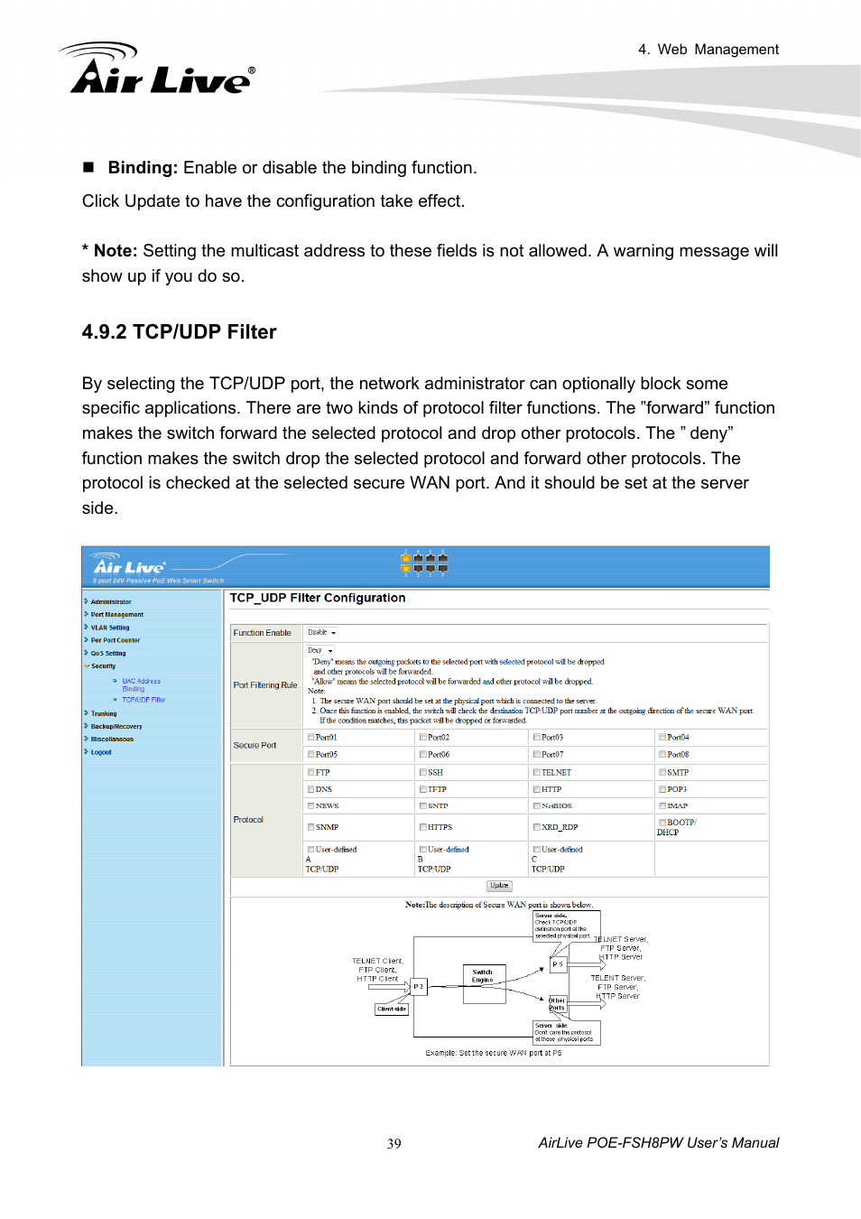 2 tcp/udp filter | AirLive POE-FSH8PW User Manual | Page 44 / 51
