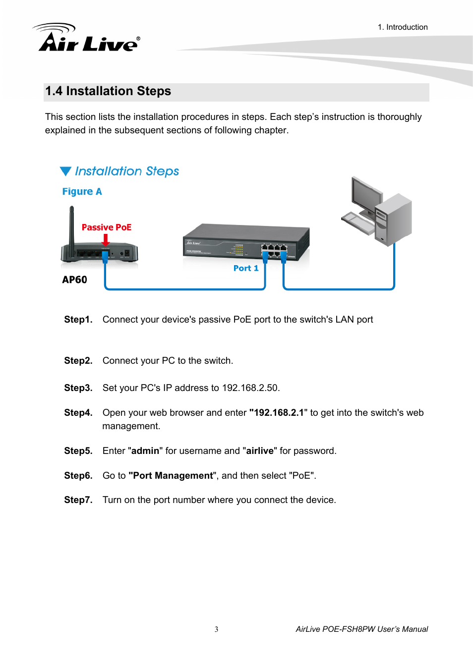 4 installation steps | AirLive POE-FSH8PW User Manual | Page 8 / 51