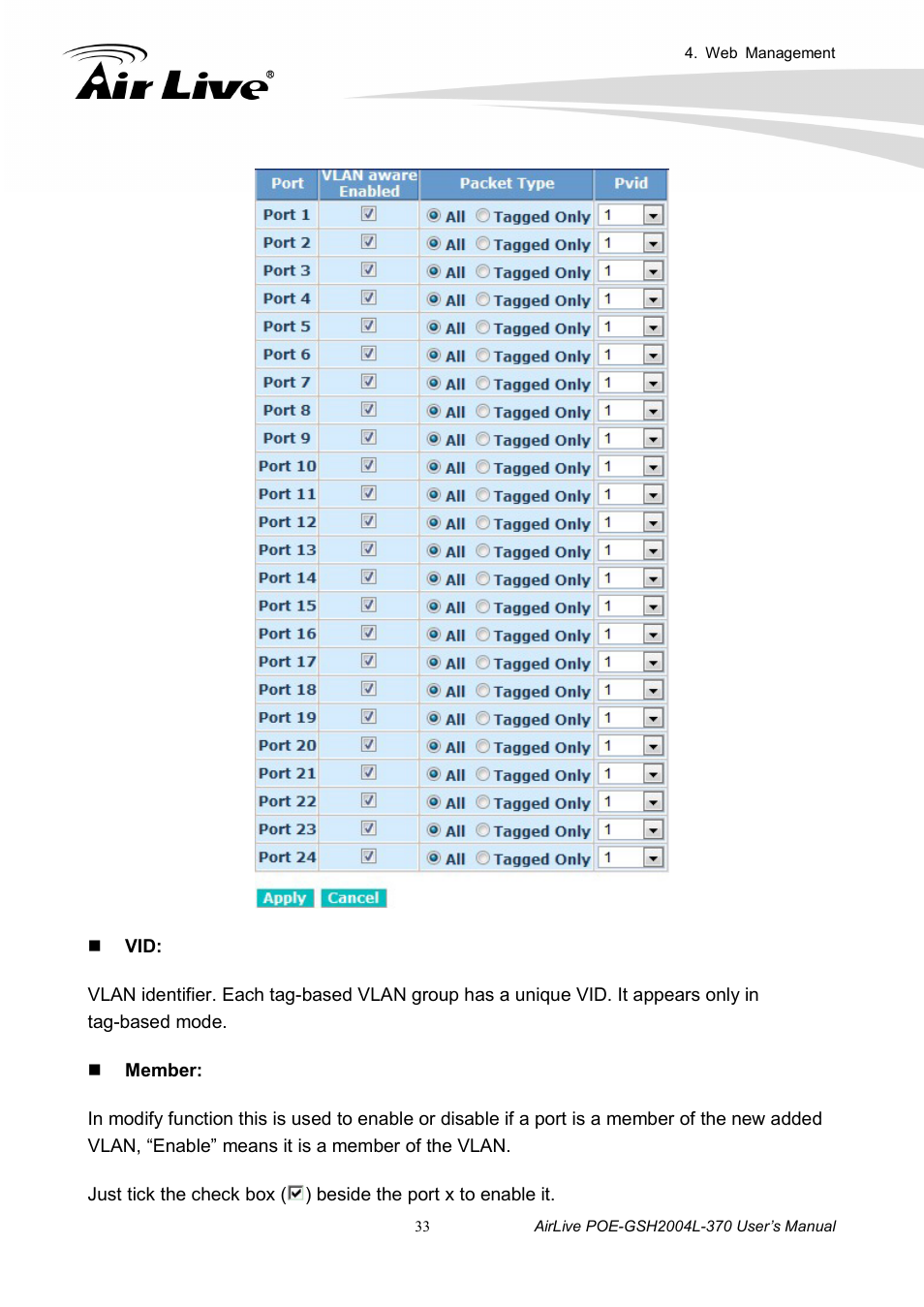 AirLive POE-GSH2004L-370 User Manual | Page 38 / 86