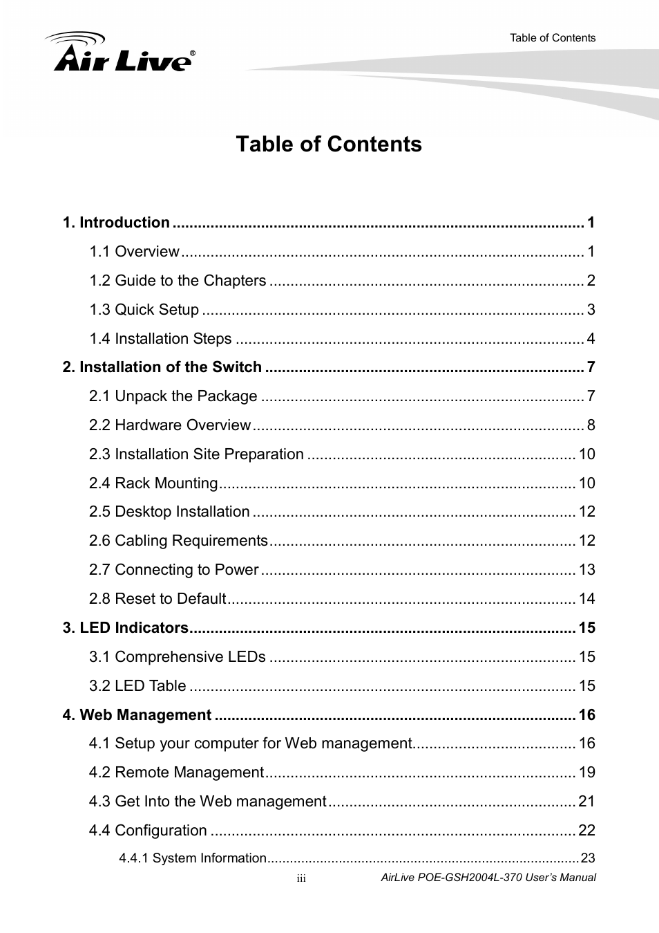 AirLive POE-GSH2004L-370 User Manual | Page 4 / 86