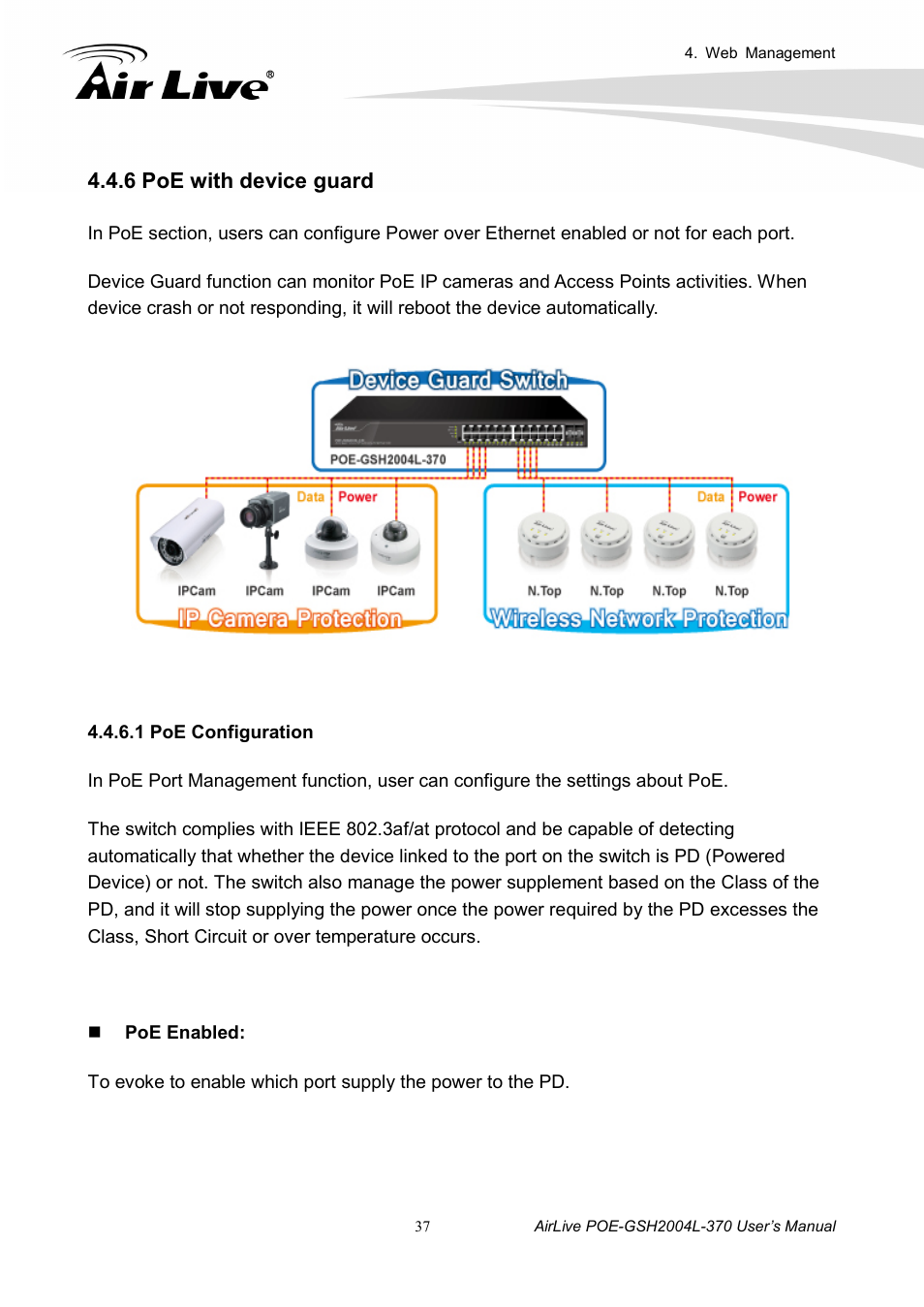 6 poe with device guard | AirLive POE-GSH2004L-370 User Manual | Page 42 / 86