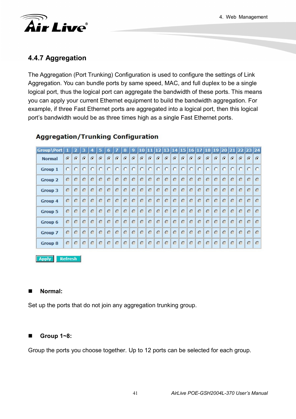 7 aggregation | AirLive POE-GSH2004L-370 User Manual | Page 46 / 86