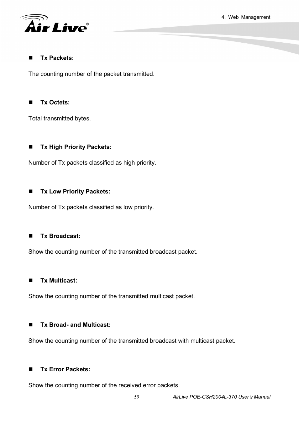 AirLive POE-GSH2004L-370 User Manual | Page 64 / 86