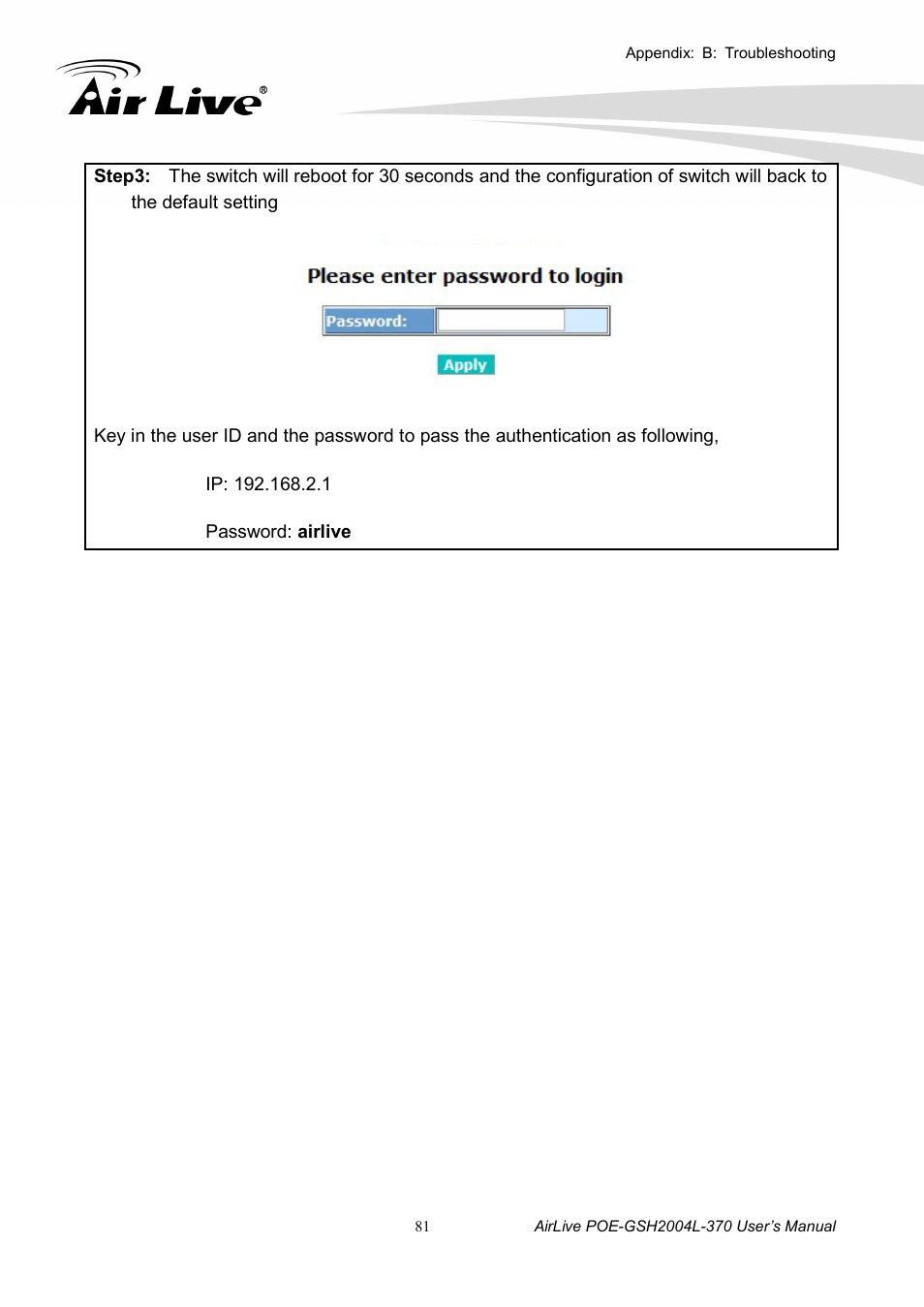 AirLive POE-GSH2004L-370 User Manual | Page 86 / 86