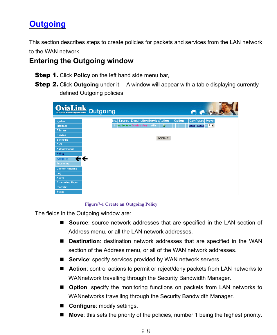 Outgoing, Entering the outgoing window | AirLive RS-1000 User Manual | Page 103 / 197