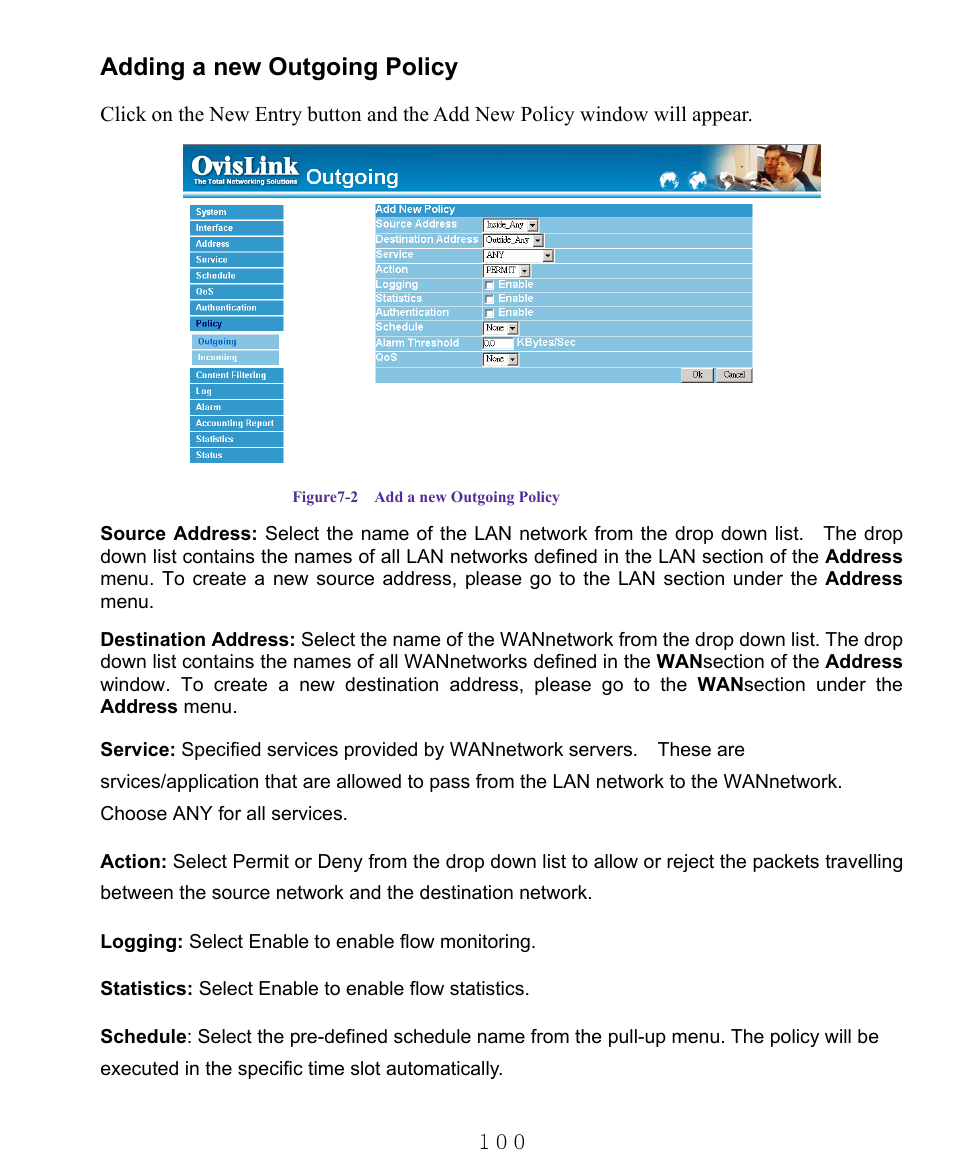 Adding a new outgoing policy | AirLive RS-1000 User Manual | Page 105 / 197