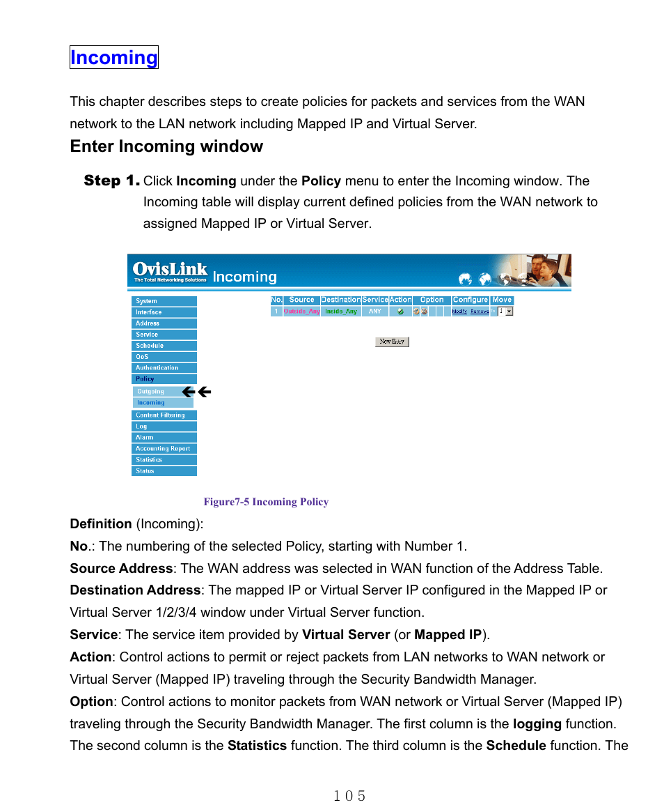 Incoming, Enter incoming window | AirLive RS-1000 User Manual | Page 110 / 197