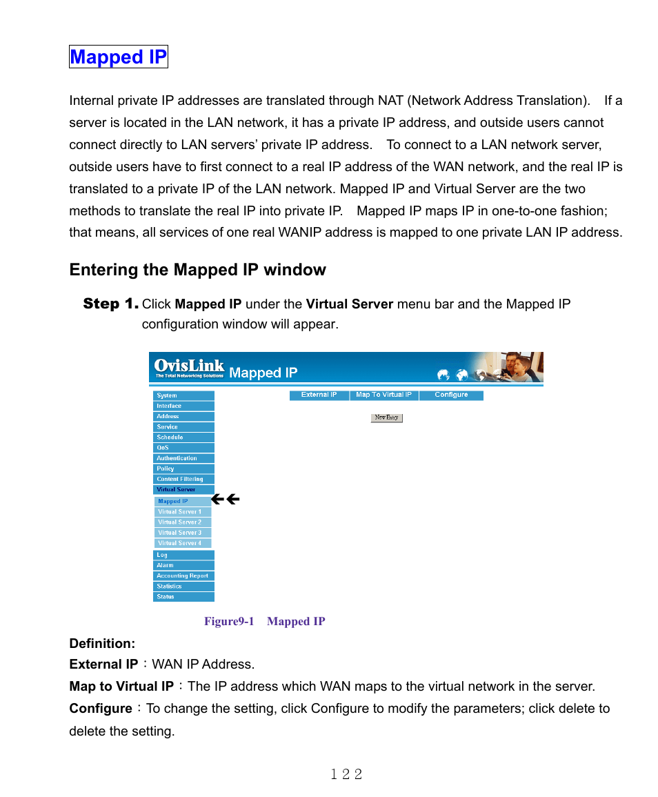 Mapped ip, Entering the mapped ip window | AirLive RS-1000 User Manual | Page 127 / 197