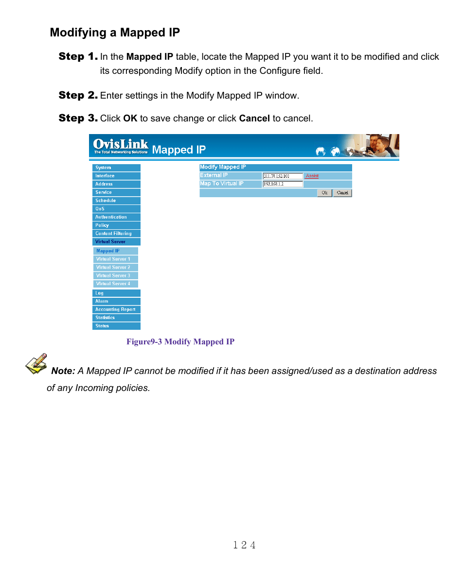 Modifying a mapped ip | AirLive RS-1000 User Manual | Page 129 / 197