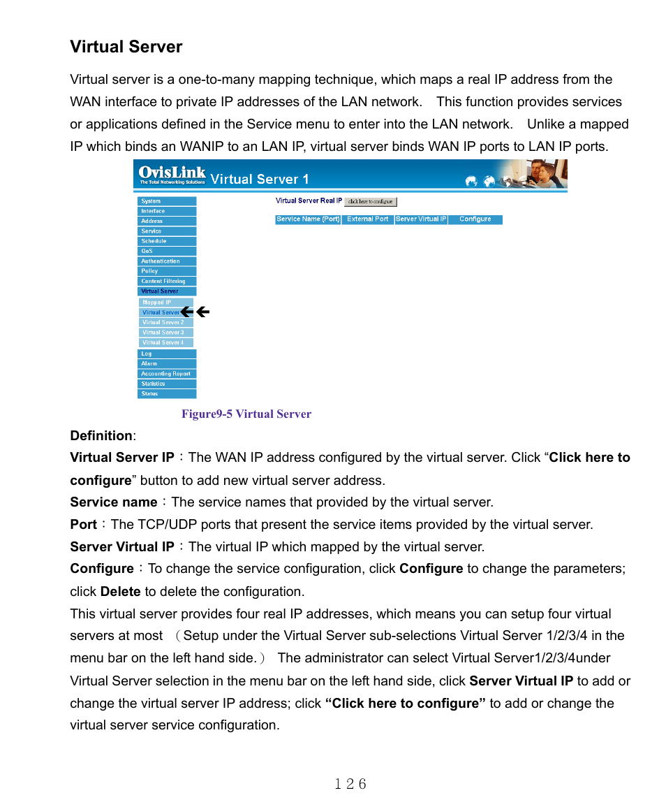 Virtual server | AirLive RS-1000 User Manual | Page 131 / 197