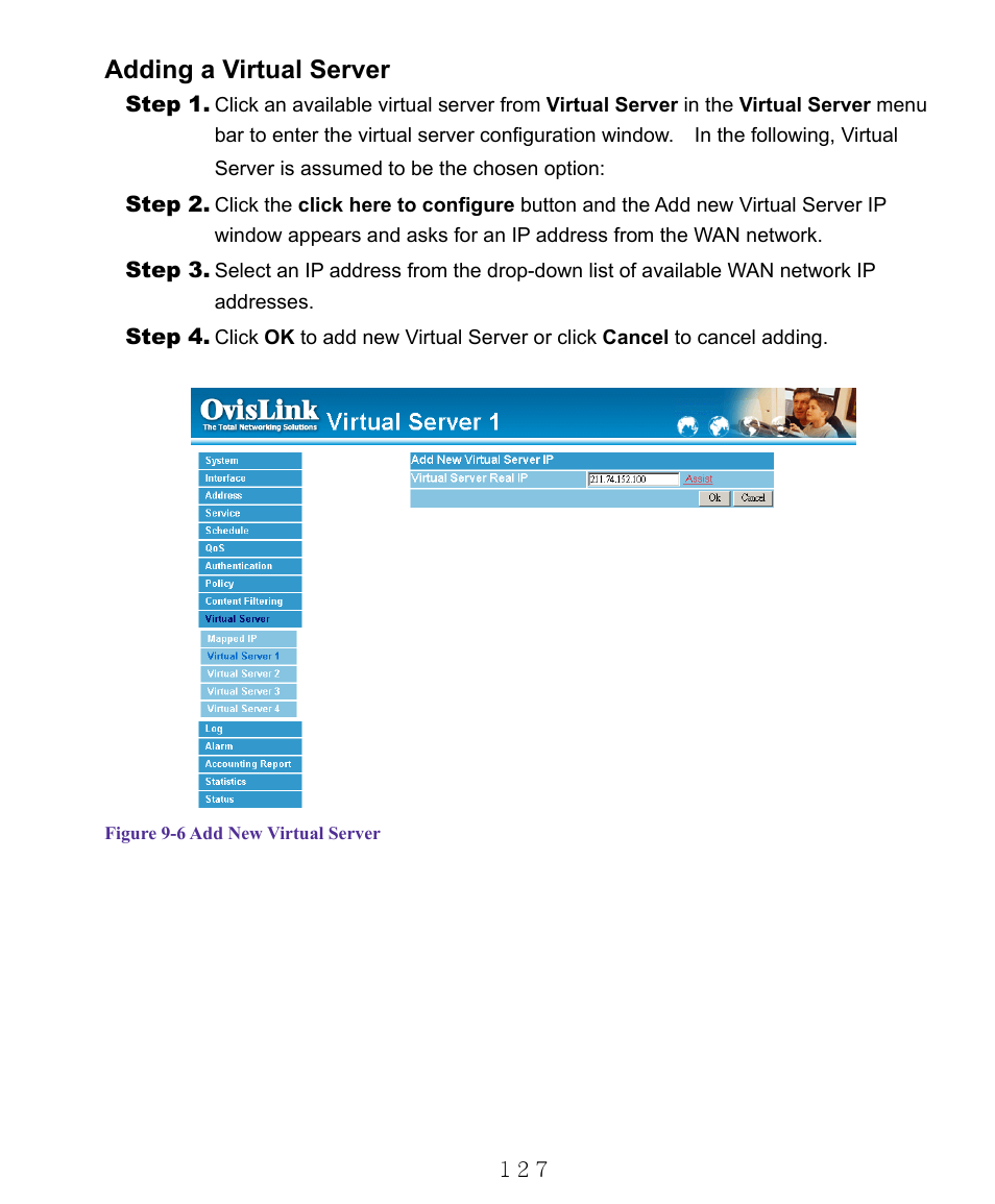 Adding a virtual server | AirLive RS-1000 User Manual | Page 132 / 197