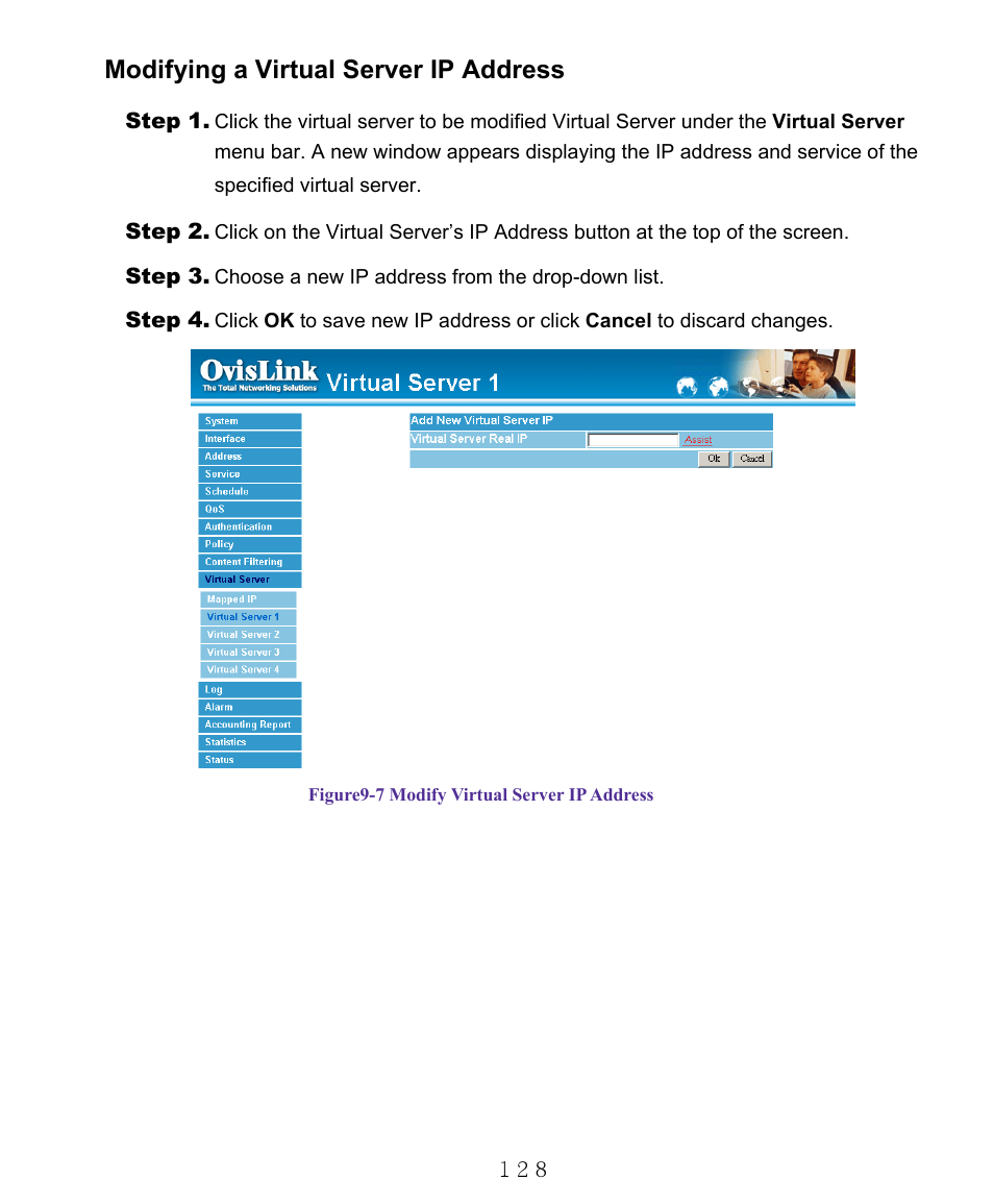 Modifying a virtual server ip address | AirLive RS-1000 User Manual | Page 133 / 197