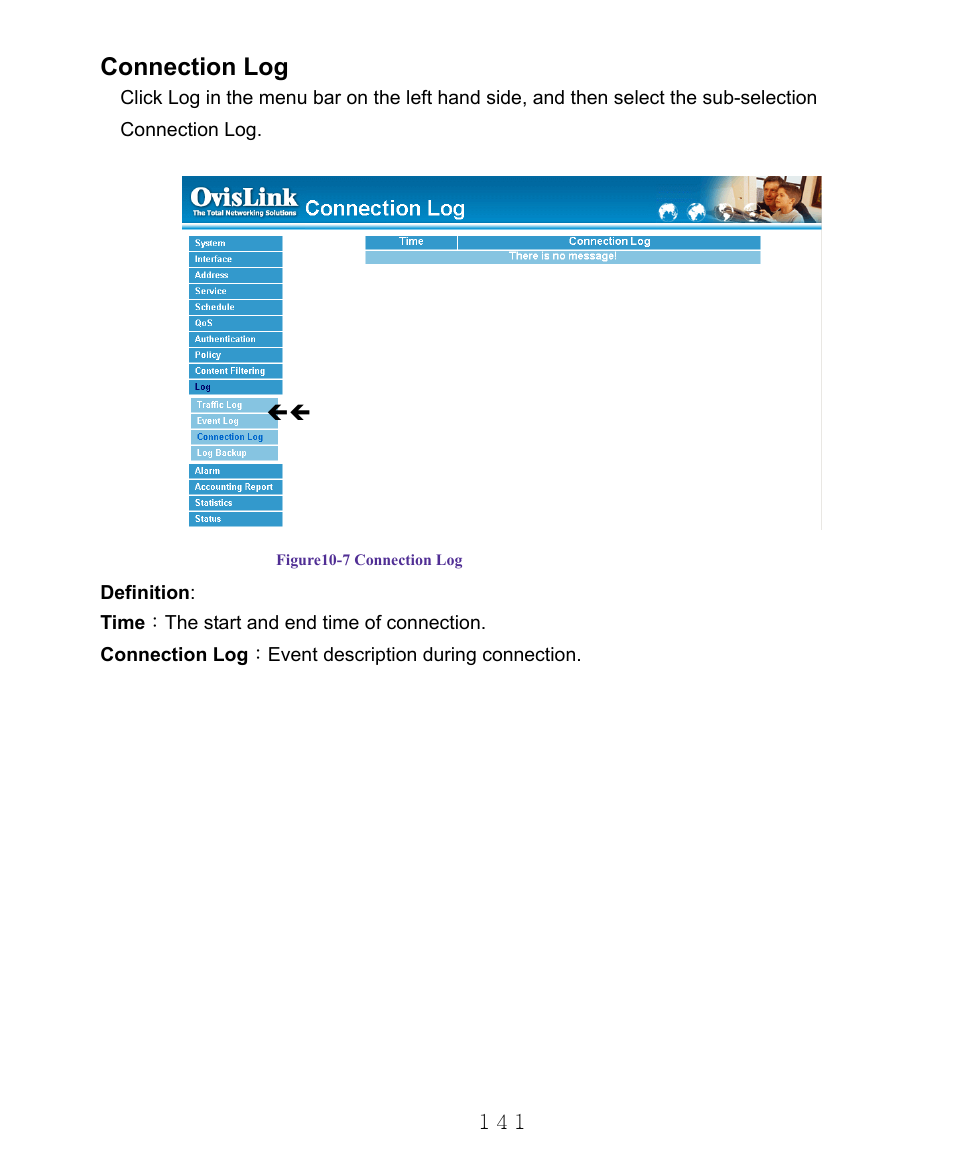 Connection log | AirLive RS-1000 User Manual | Page 146 / 197