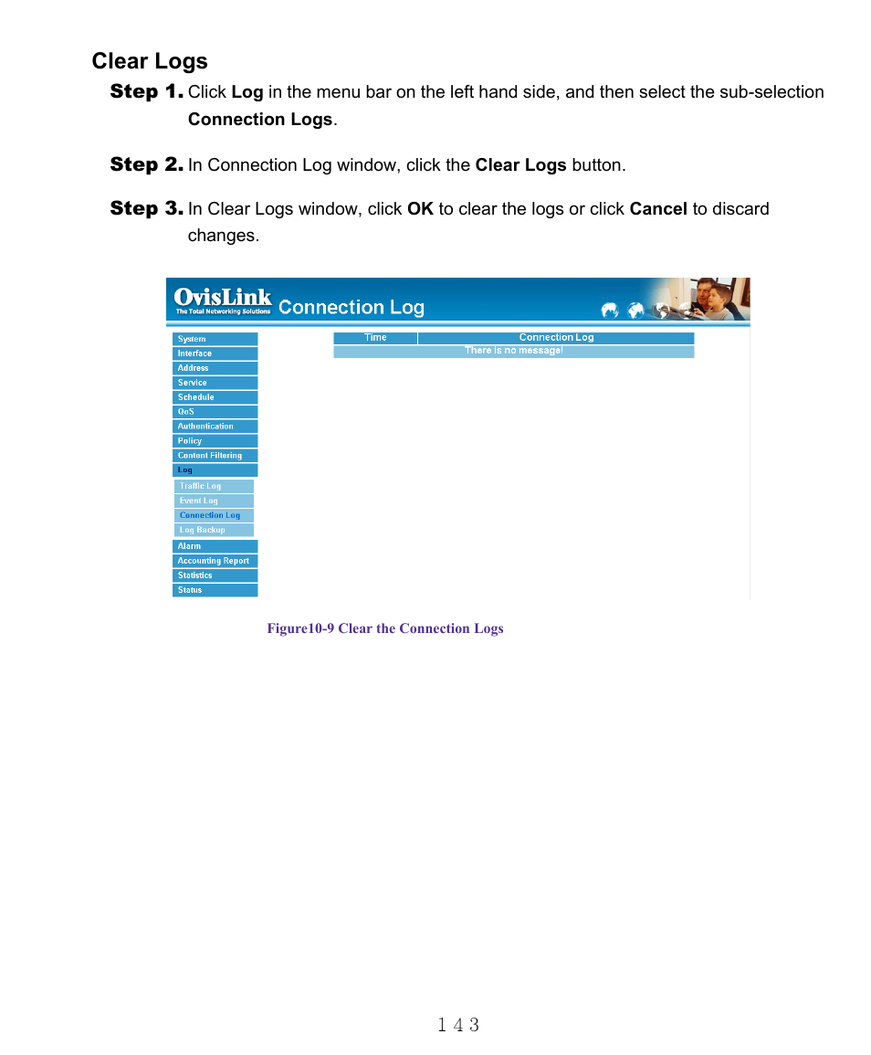 Clear logs | AirLive RS-1000 User Manual | Page 148 / 197