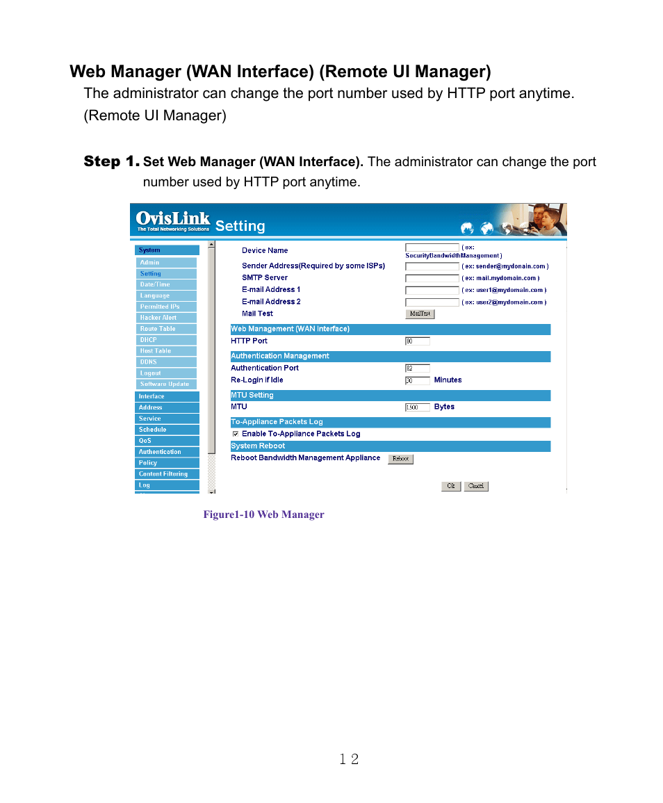 Web manager (wan interface) (remote ui manager) | AirLive RS-1000 User Manual | Page 17 / 197