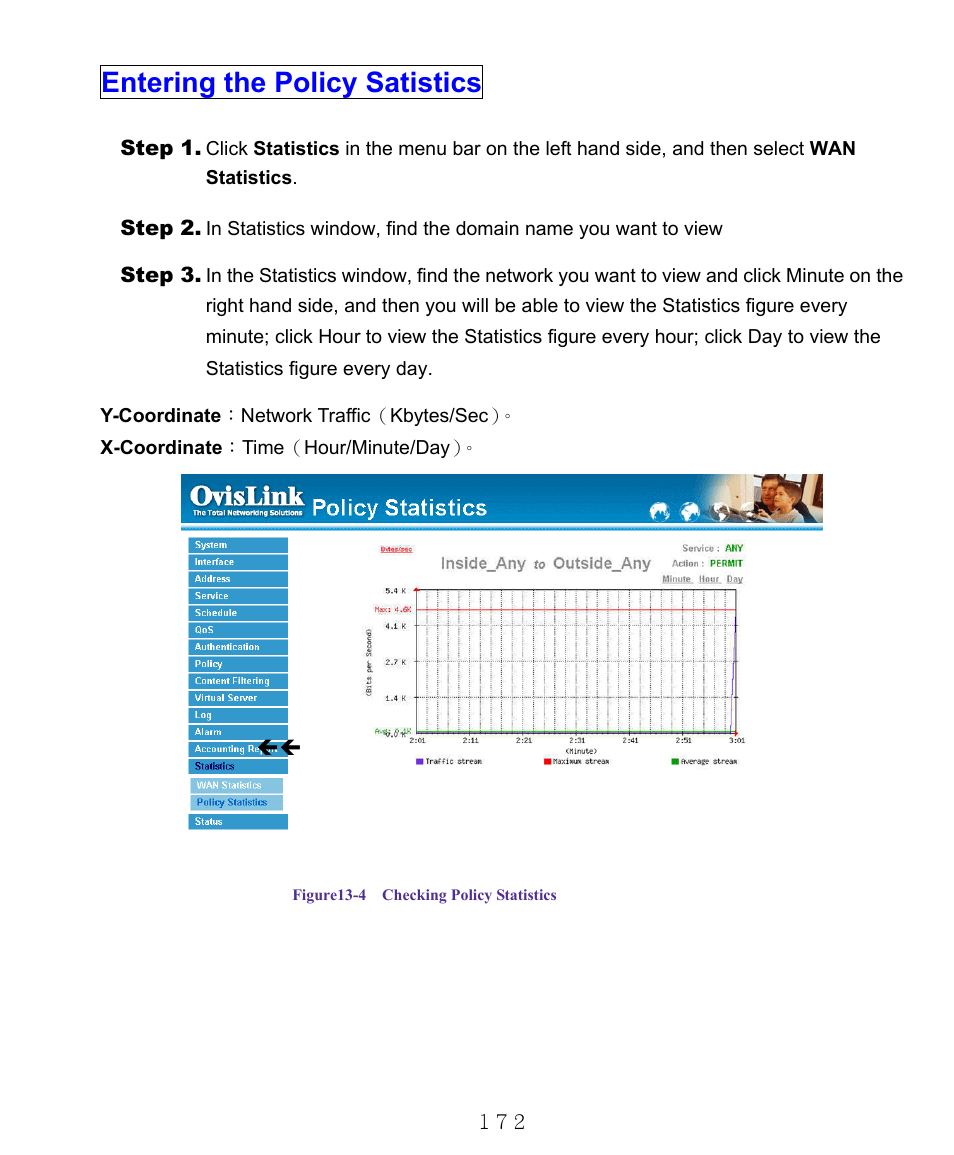 Entering the policy satistics | AirLive RS-1000 User Manual | Page 177 / 197