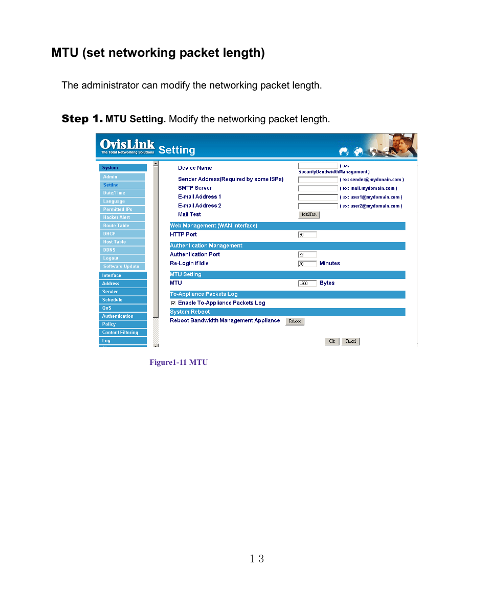 Mtu (set networking packet length) | AirLive RS-1000 User Manual | Page 18 / 197