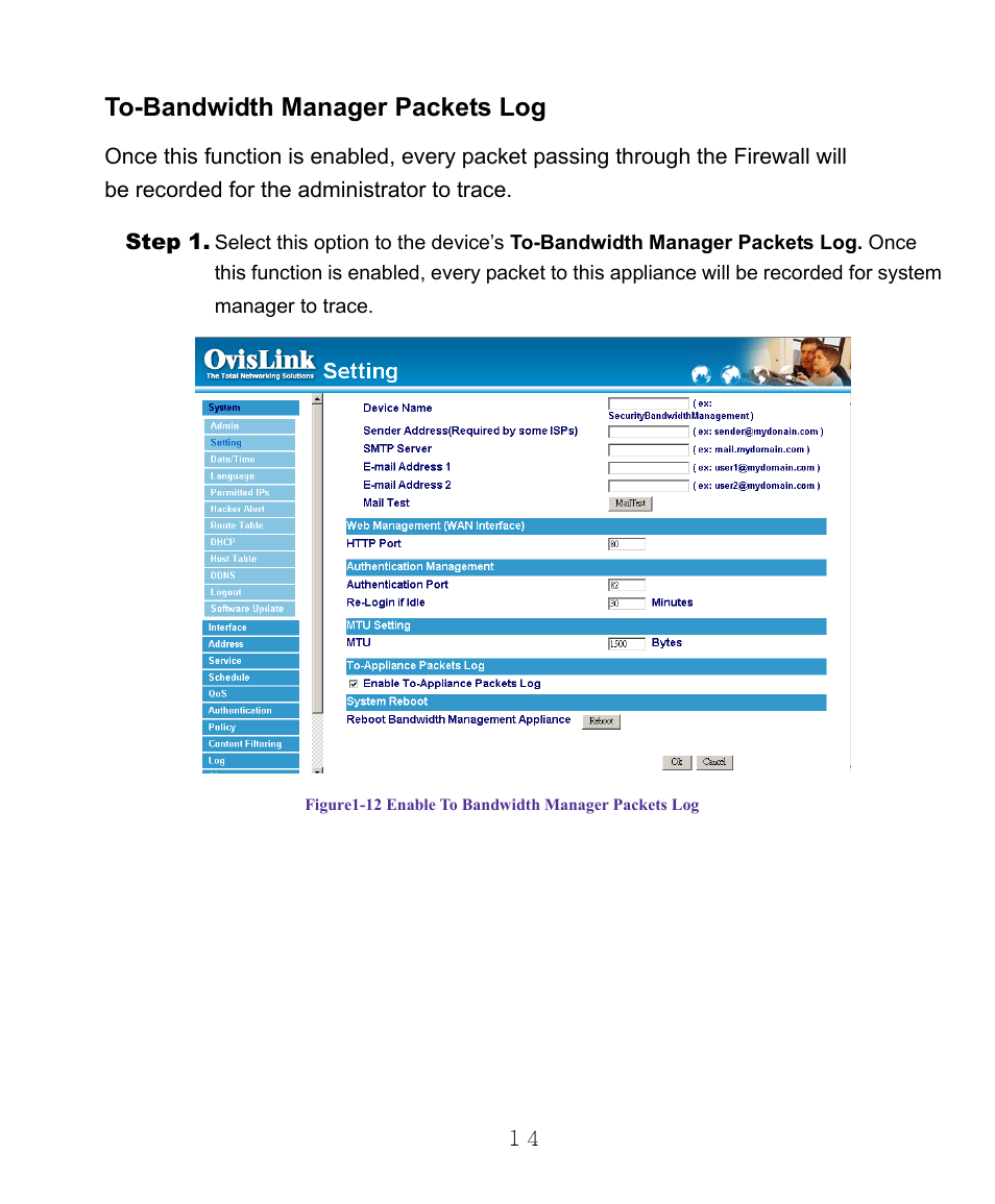 To-bandwidth manager packets log | AirLive RS-1000 User Manual | Page 19 / 197