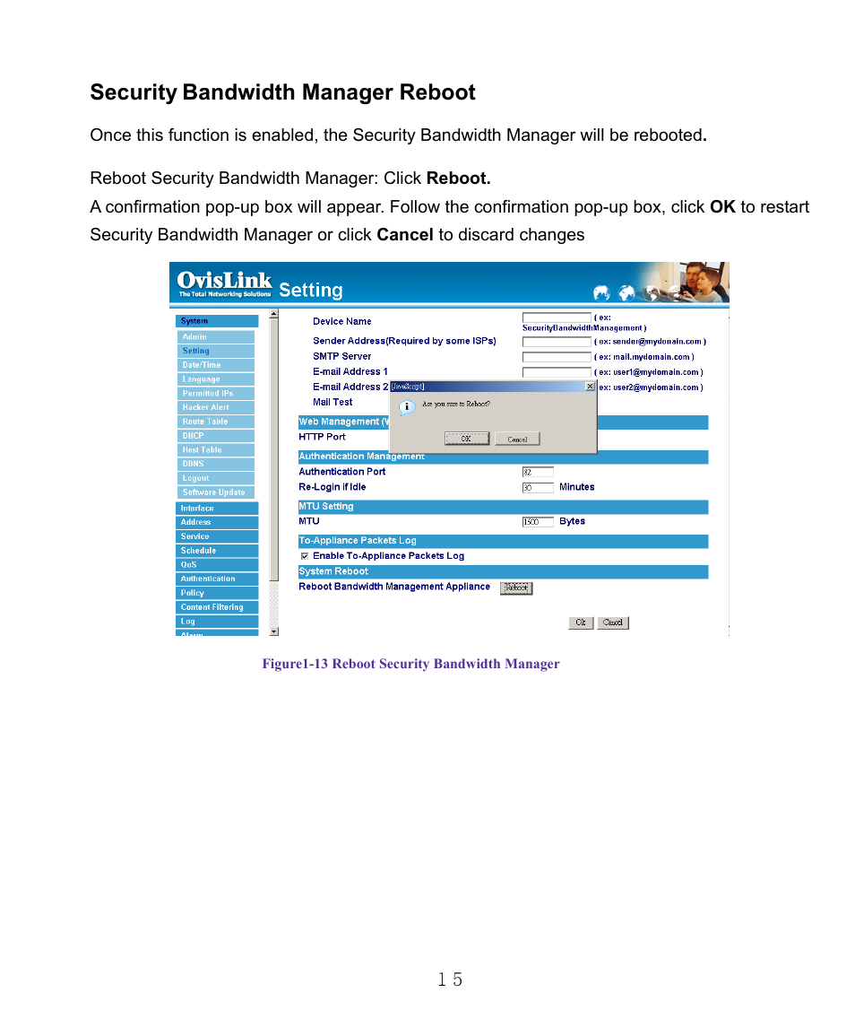 Security, Bandwidth manager reboot | AirLive RS-1000 User Manual | Page 20 / 197