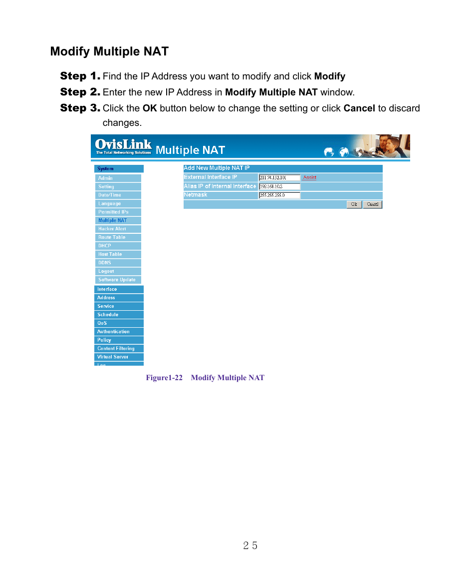 Modify multiple nat | AirLive RS-1000 User Manual | Page 30 / 197