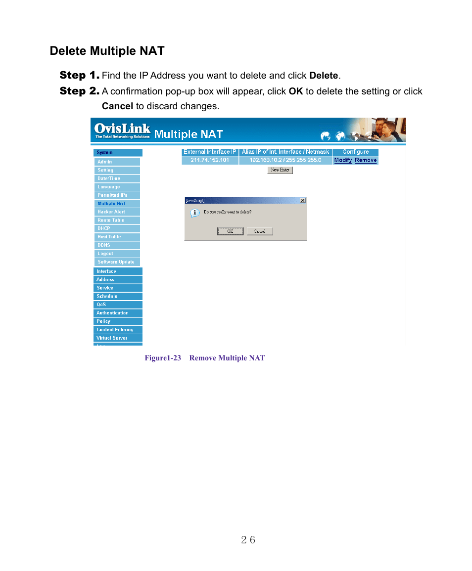 Delete multiple nat | AirLive RS-1000 User Manual | Page 31 / 197