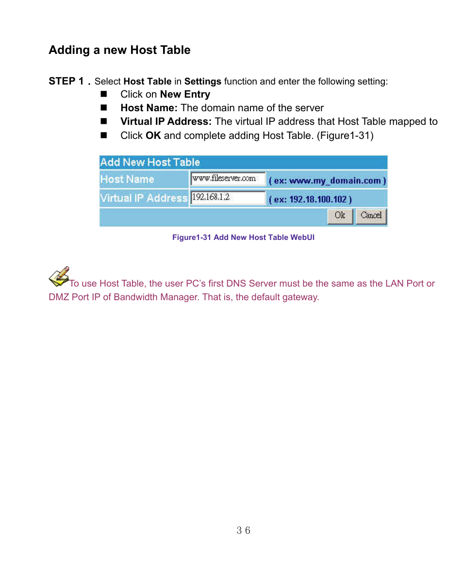 Adding a new host table | AirLive RS-1000 User Manual | Page 41 / 197