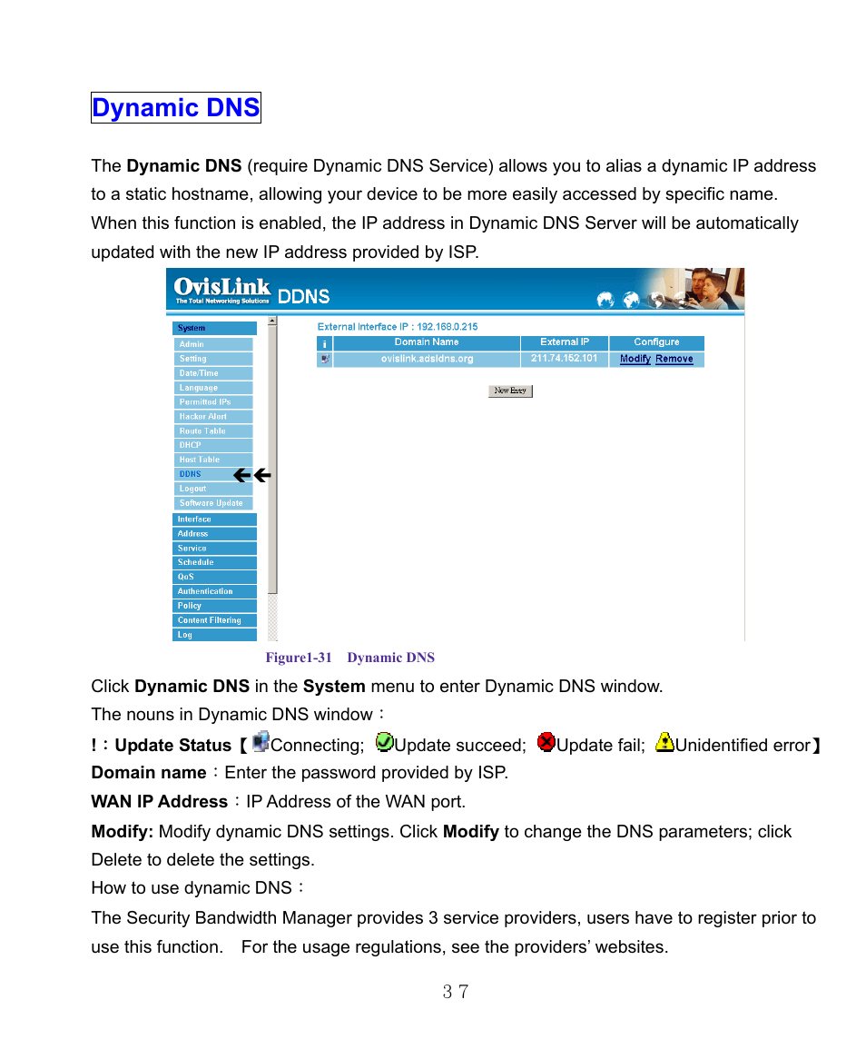 Dynamic dns | AirLive RS-1000 User Manual | Page 42 / 197