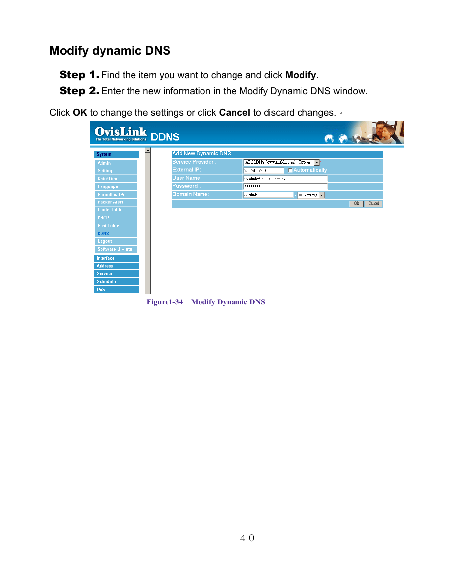 Modify dynamic dns | AirLive RS-1000 User Manual | Page 45 / 197