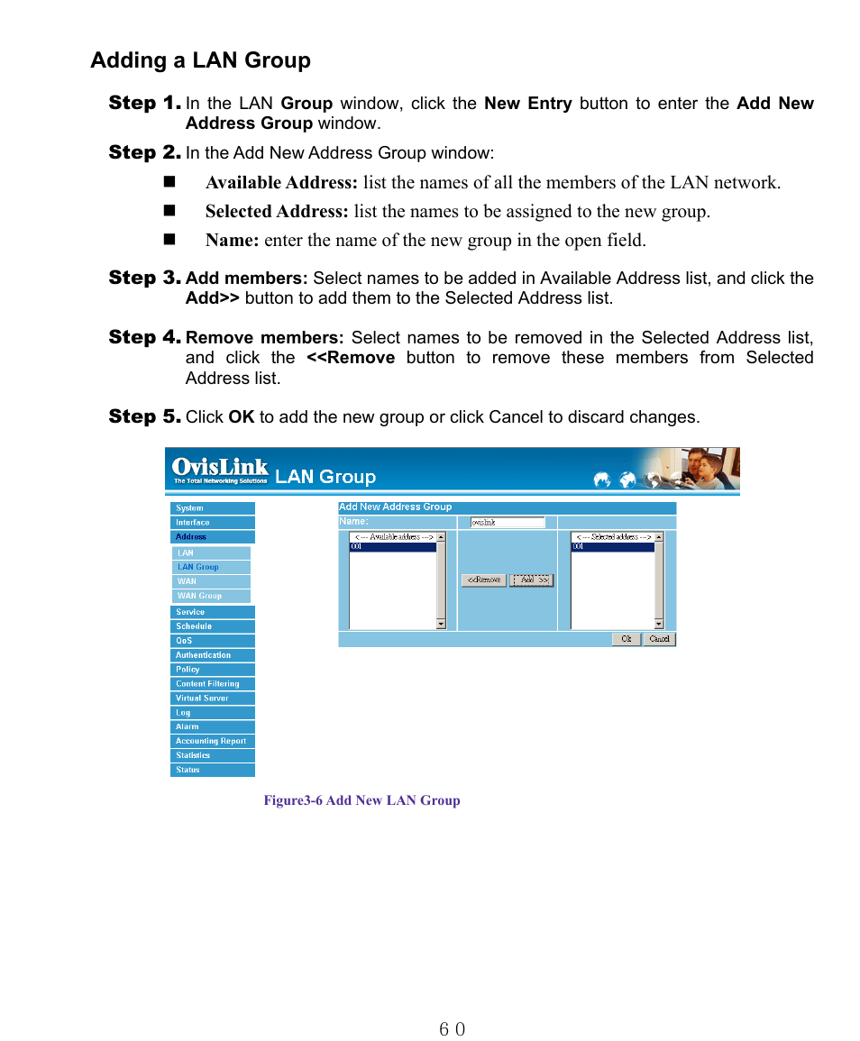 Adding a lan group | AirLive RS-1000 User Manual | Page 65 / 197