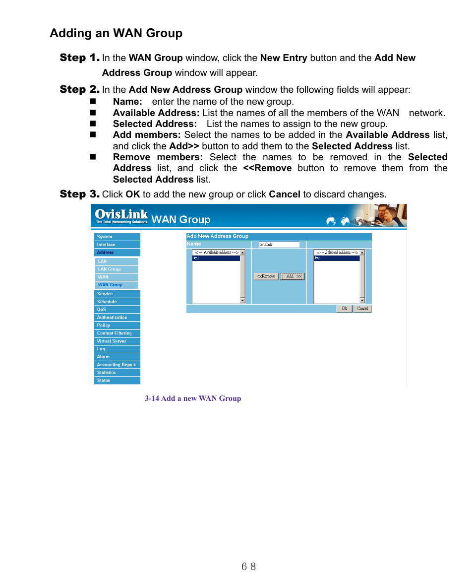 Adding an wan group | AirLive RS-1000 User Manual | Page 73 / 197