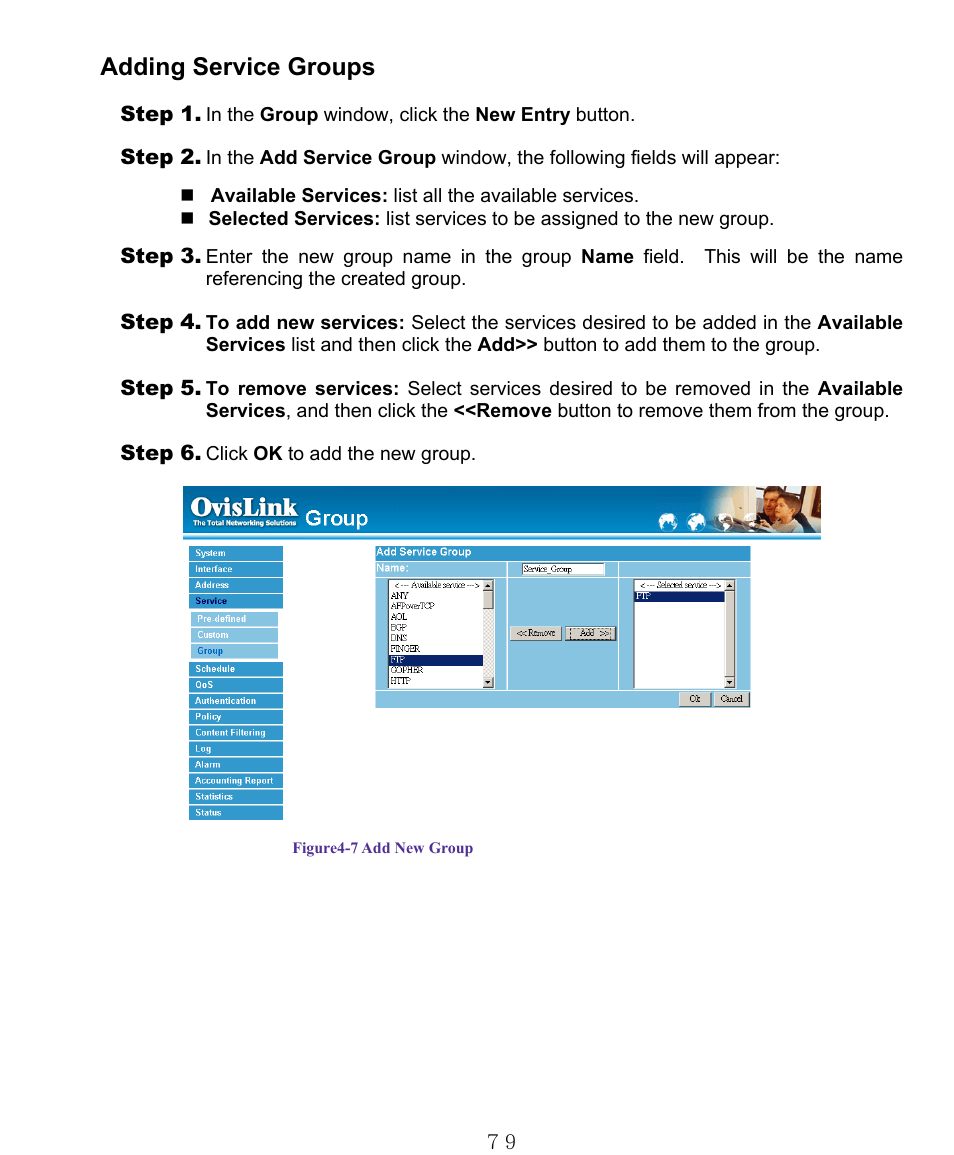 Adding service groups | AirLive RS-1000 User Manual | Page 84 / 197