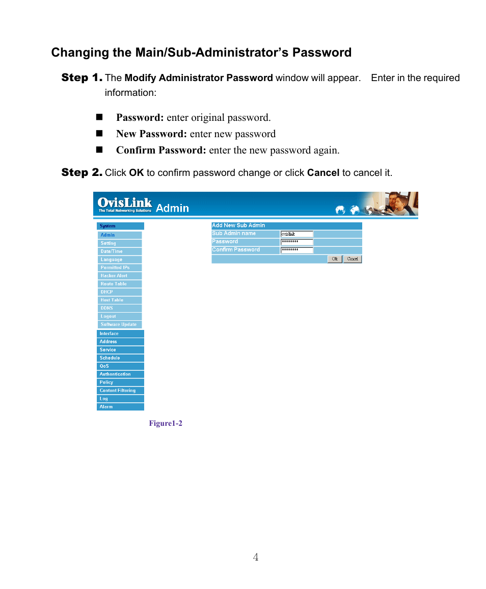 Changing the main/sub-administrator’s password | AirLive RS-1000 User Manual | Page 9 / 197