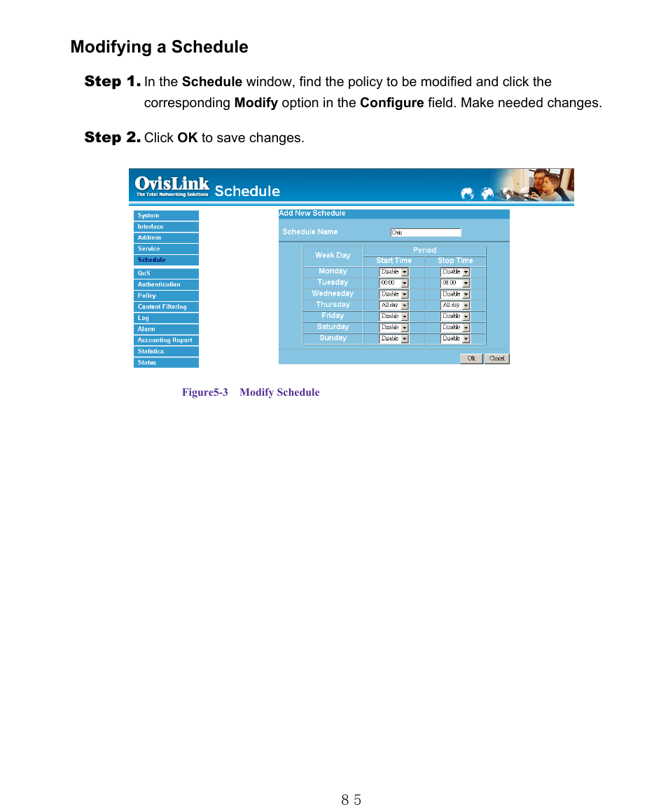 Modifying a schedule | AirLive RS-1000 User Manual | Page 90 / 197
