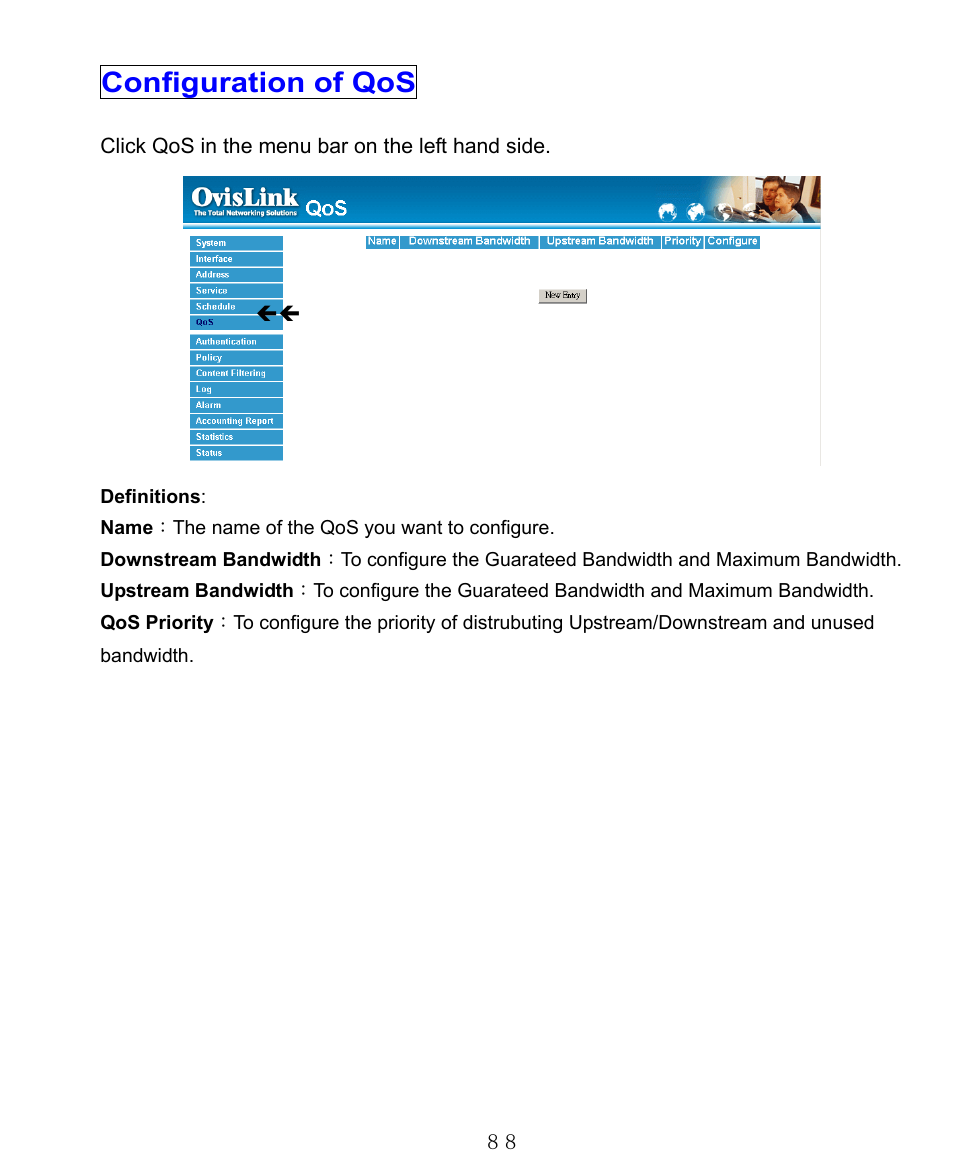 Configuration of qos | AirLive RS-1000 User Manual | Page 93 / 197