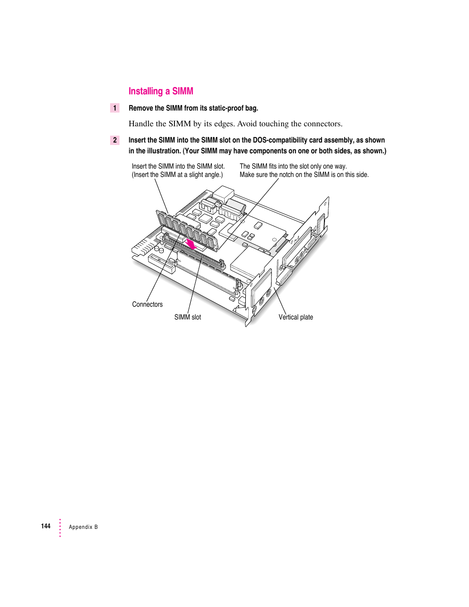 Installing a simm | Apple Mac Performa 640 series User Manual | Page 152 / 196