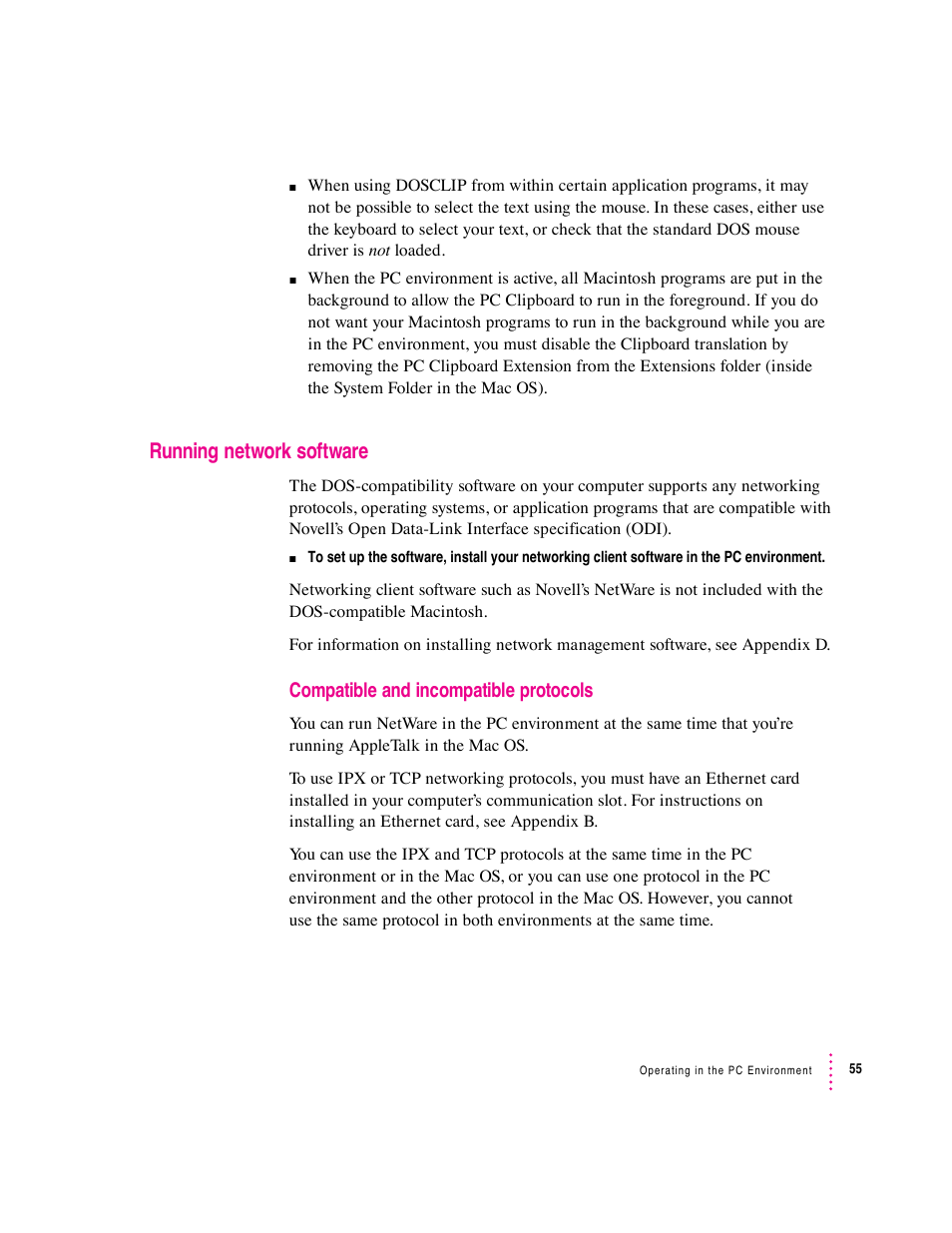 Running network software | Apple Mac Performa 640 series User Manual | Page 64 / 196