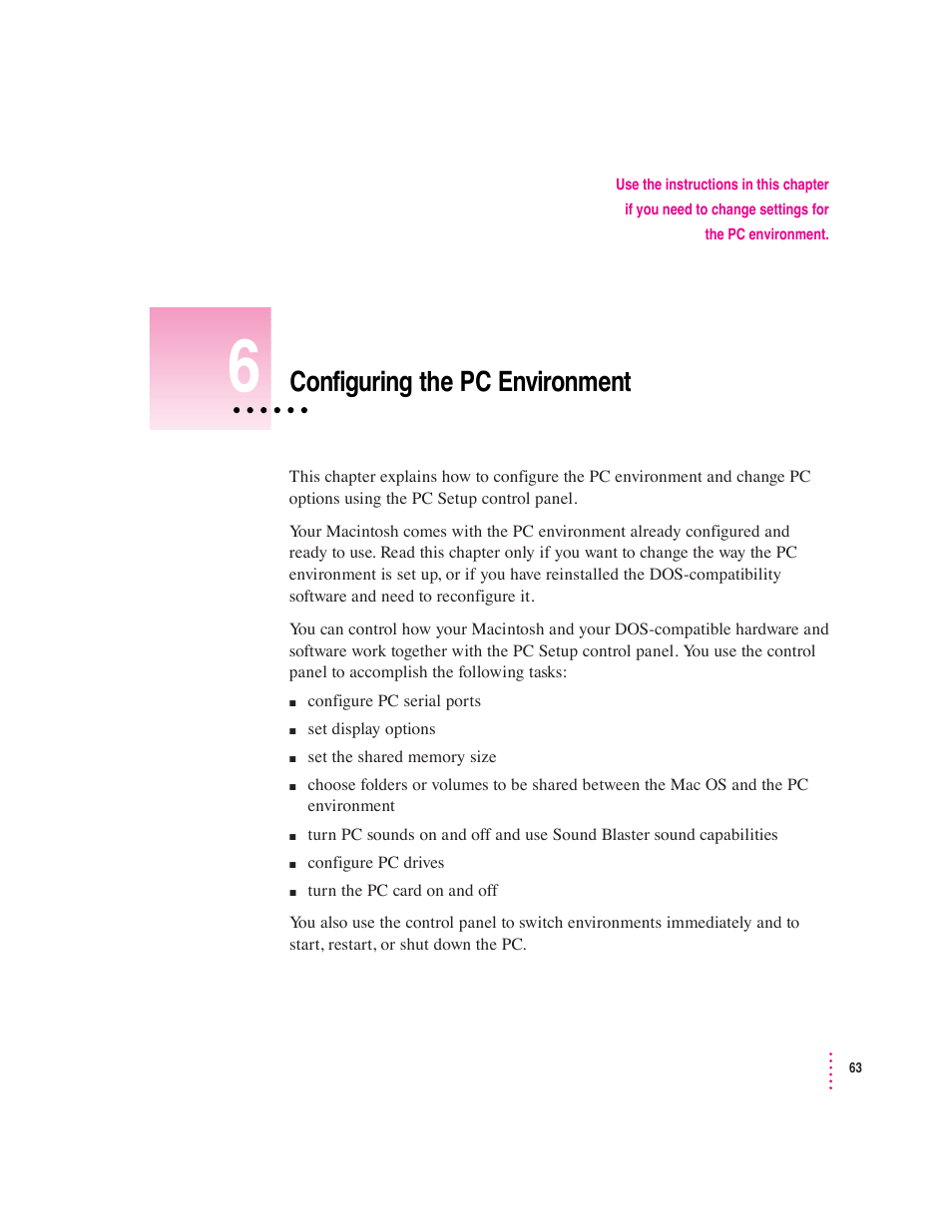 Configuring the pc environment | Apple Mac Performa 640 series User Manual | Page 71 / 196