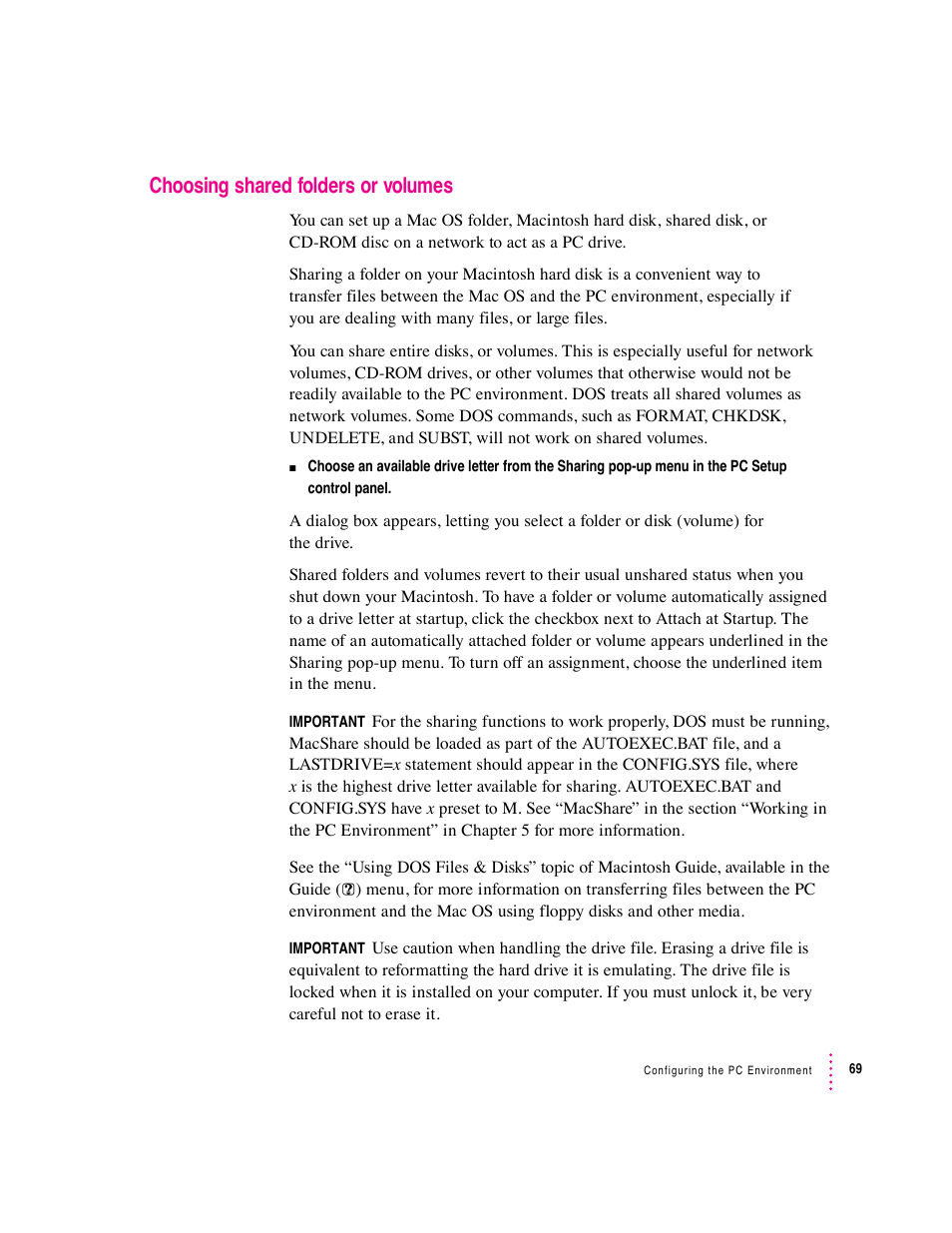 Choosing shared folders or volumes | Apple Mac Performa 640 series User Manual | Page 77 / 196