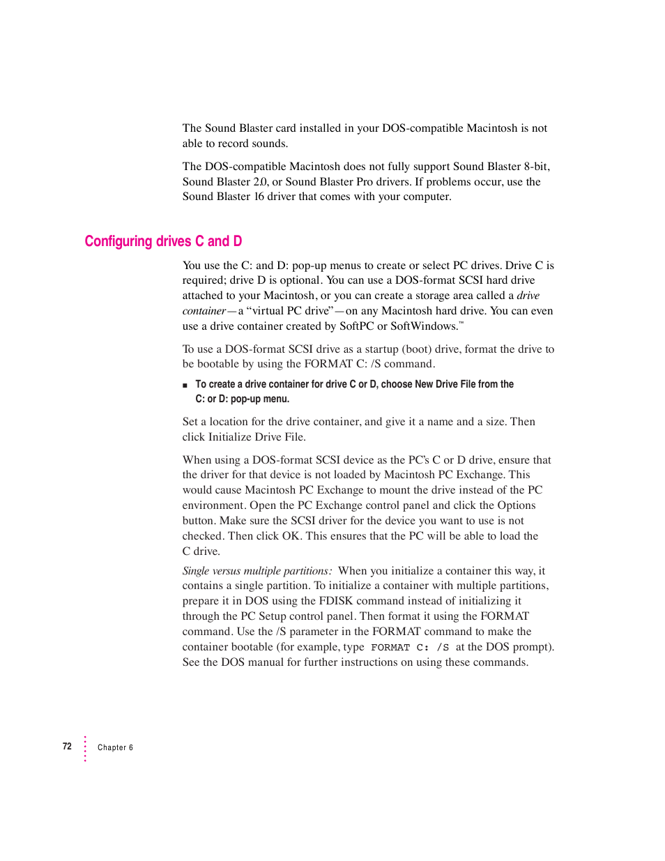 Configuring drives c and d | Apple Mac Performa 640 series User Manual | Page 80 / 196