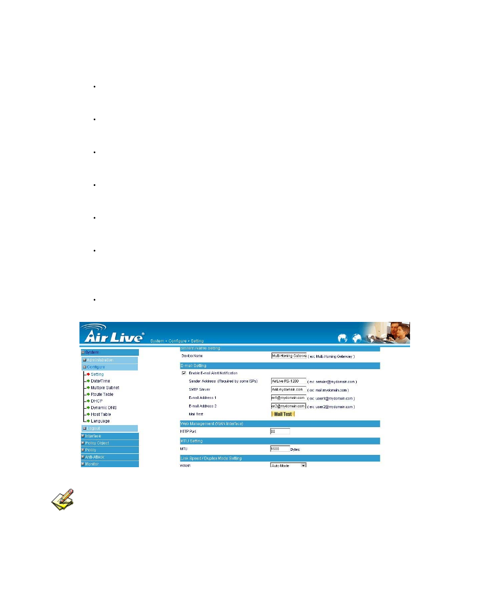 Enable e-mail alert notification, Enabling e-mail alert notification | AirLive RS-1200 User Manual | Page 20 / 234