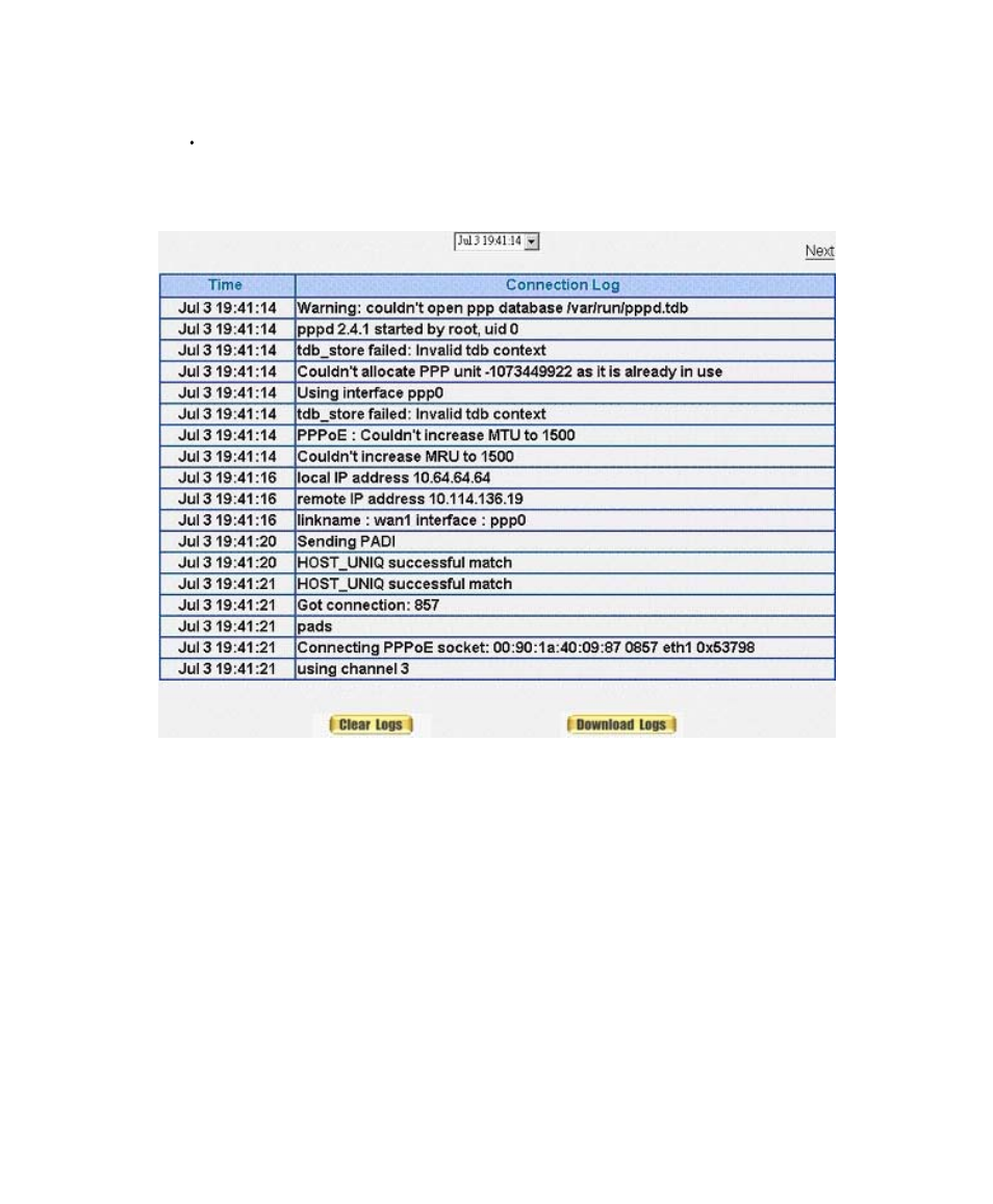 Connection log | AirLive RS-1200 User Manual | Page 204 / 234