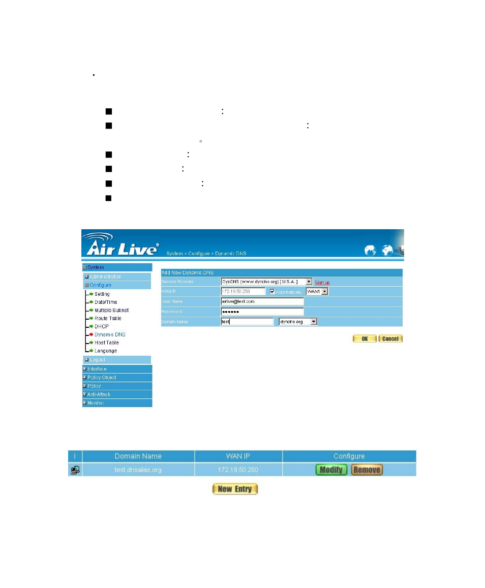 Dynamic dns, Dynamic dns settings | AirLive RS-1200 User Manual | Page 32 / 234