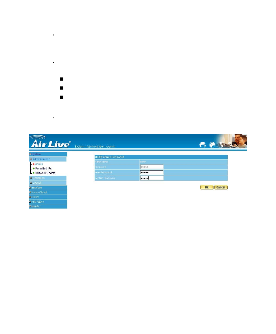 Modify the administrator’s password | AirLive RS-1200 User Manual | Page 8 / 234