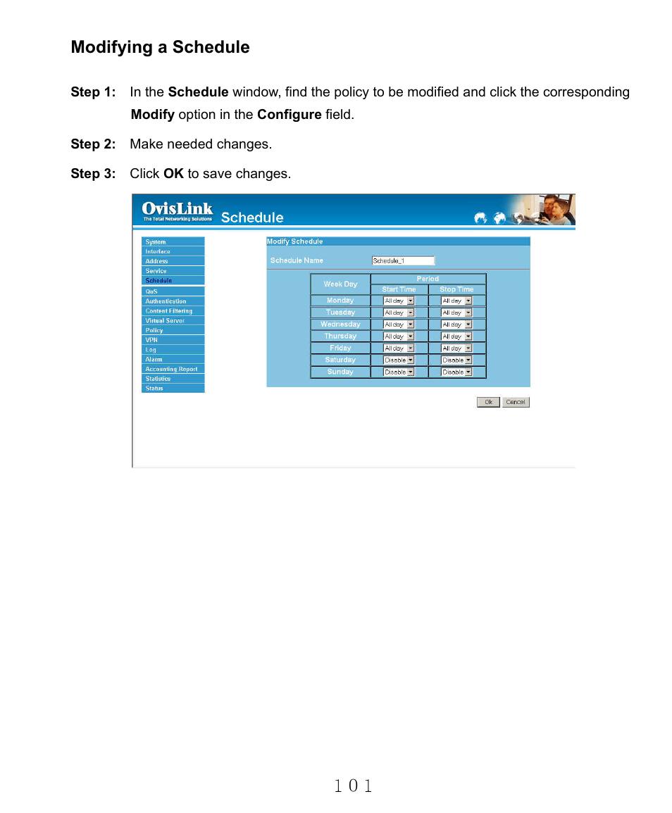 Modifying a schedule | AirLive RS-2000 User Manual | Page 102 / 363